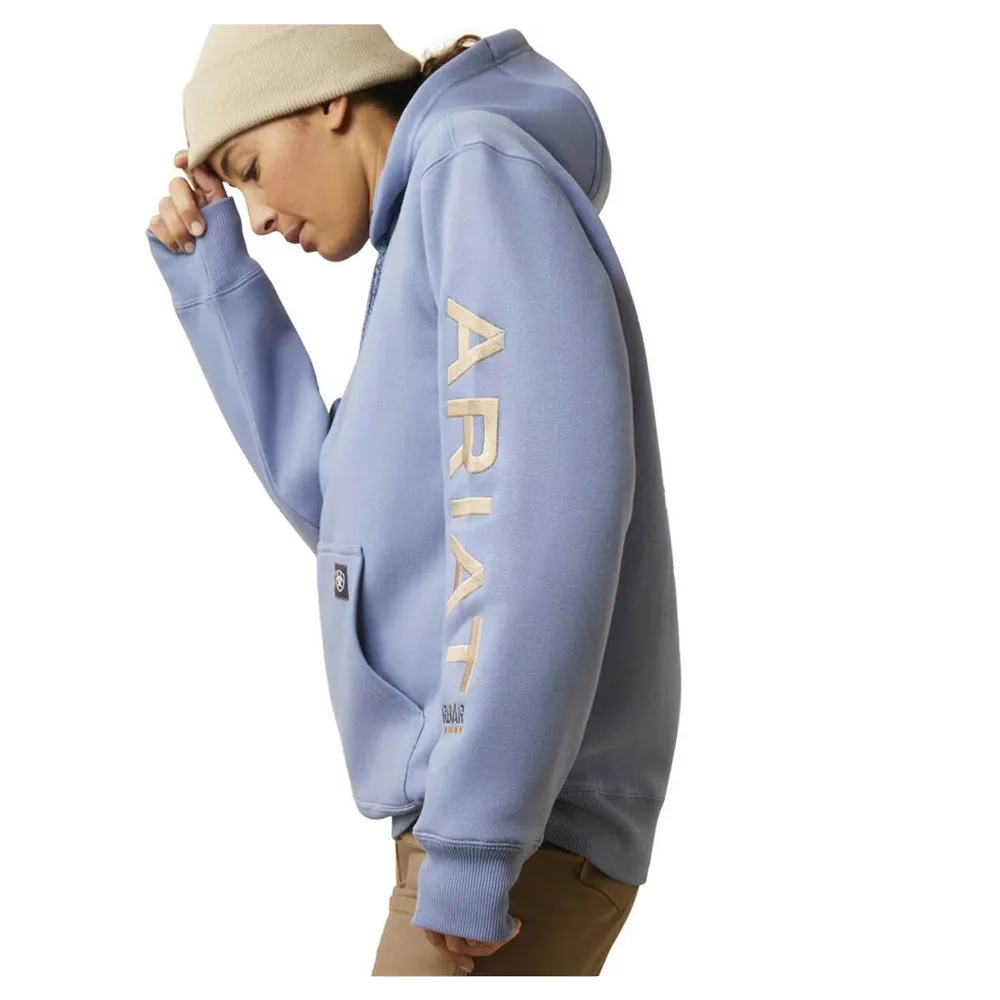 10046127 Ariat Women's Rebar Graphic Hooded Sweatshirt - Colony Blue