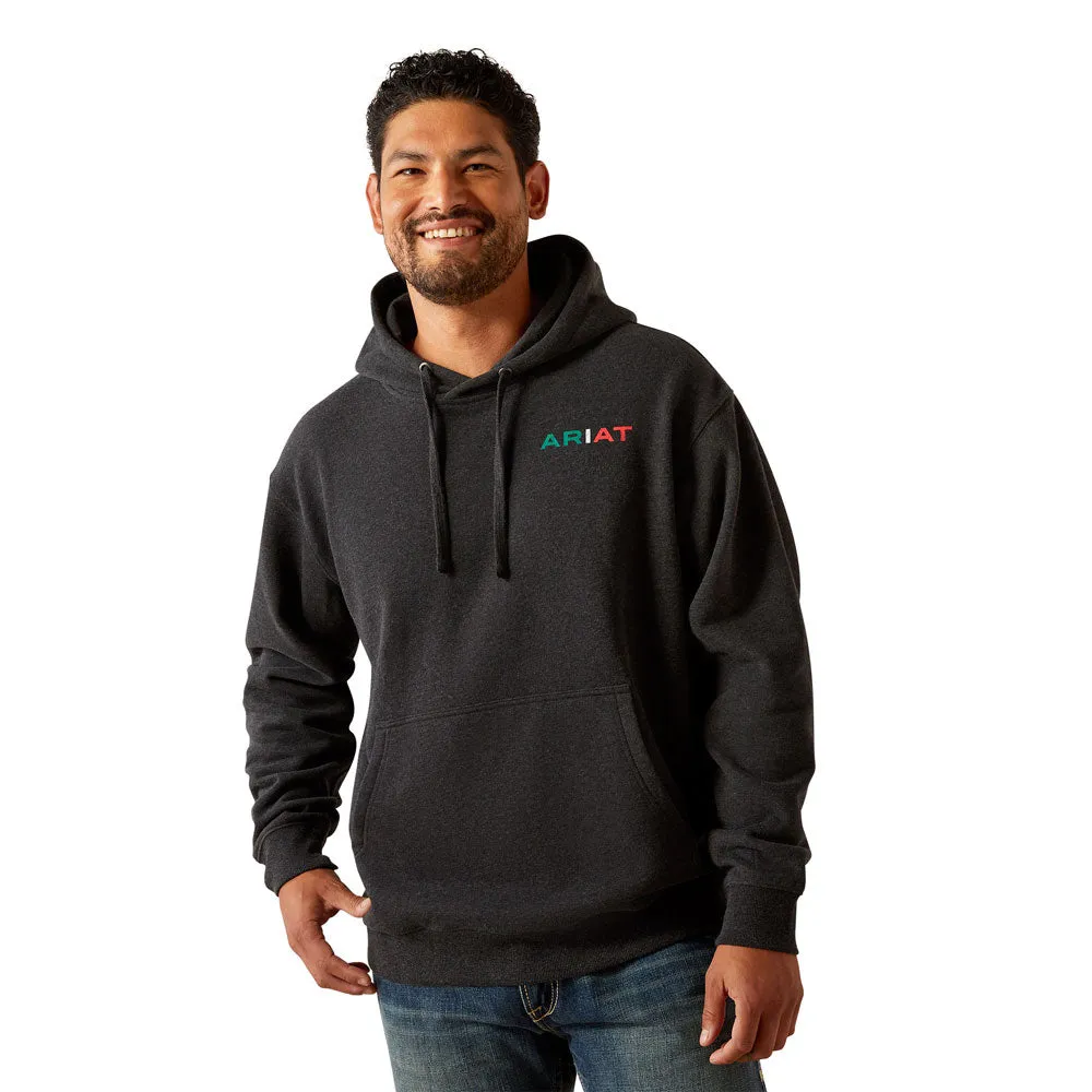 10051998 Ariat Men's Mexico Flag Lockup Hoodie - Black Heather