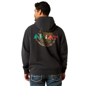10051998 Ariat Men's Mexico Flag Lockup Hoodie - Black Heather