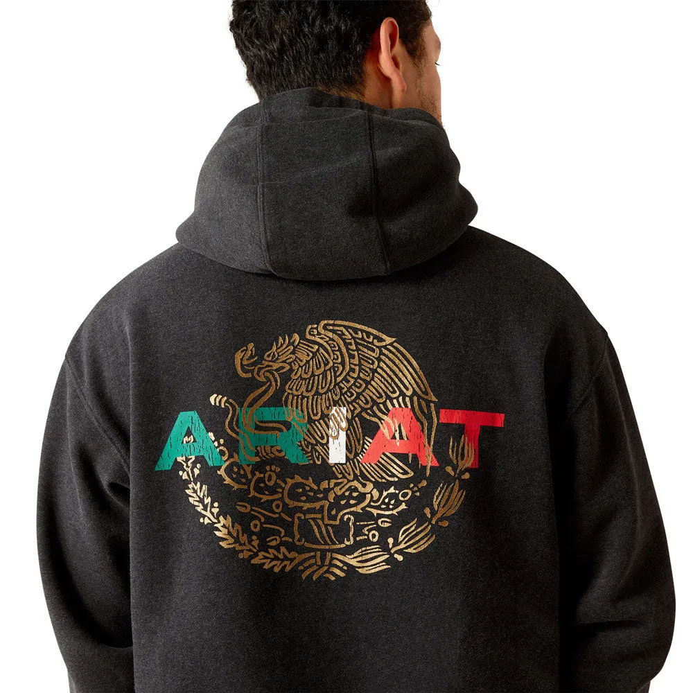 10051998 Ariat Men's Mexico Flag Lockup Hoodie - Black Heather