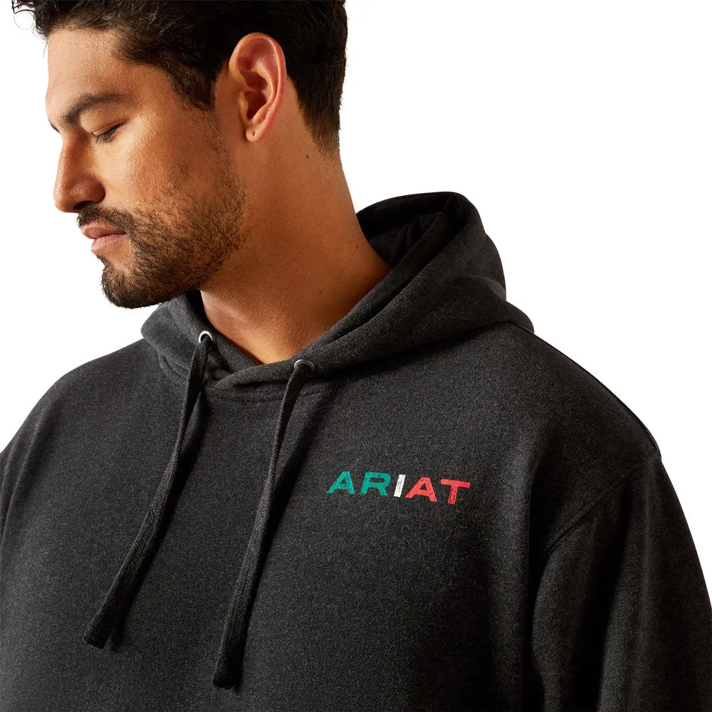 10051998 Ariat Men's Mexico Flag Lockup Hoodie - Black Heather