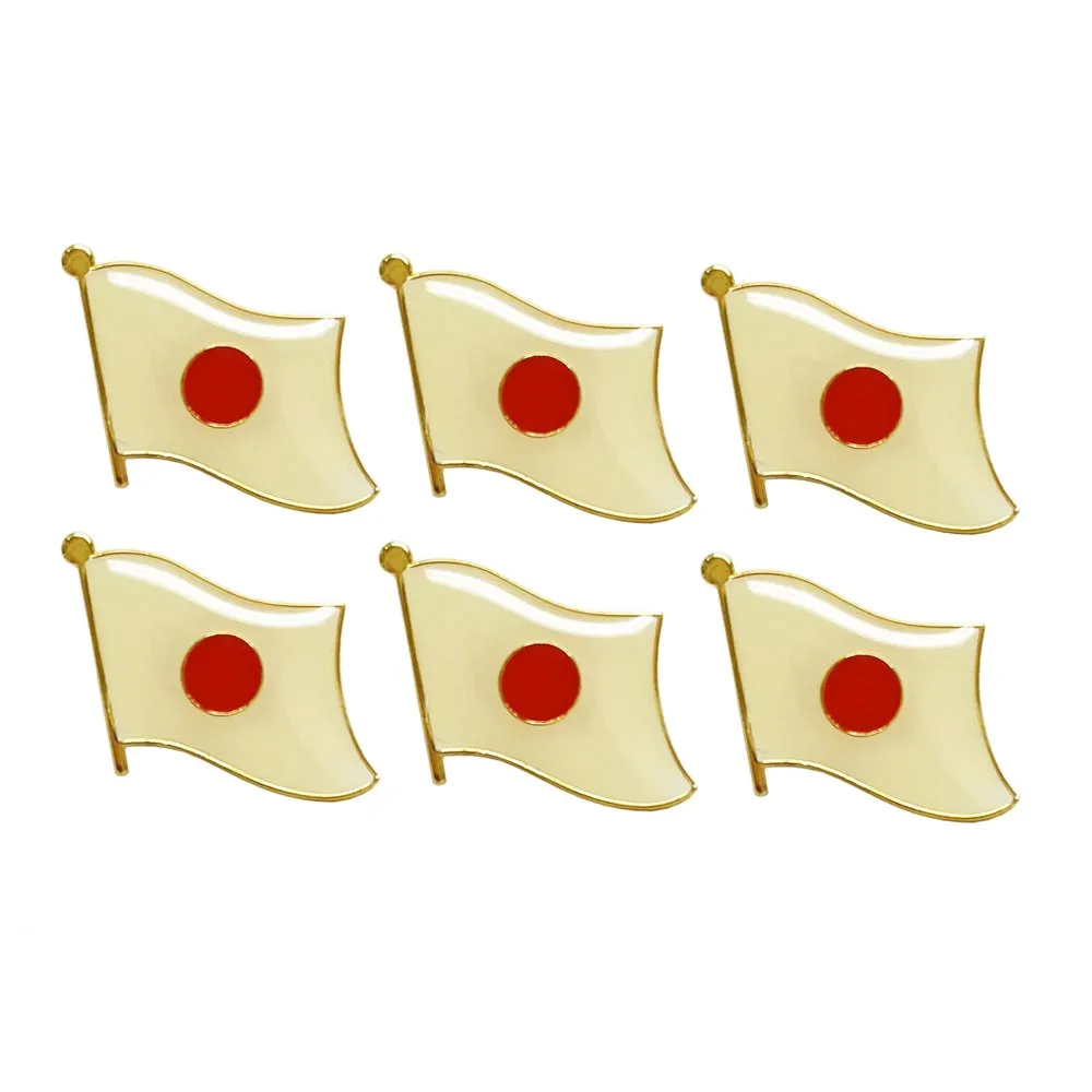 6Pc Japan Country Flag Lapel Pin Enamel Badge Support Patriotic Souvenir Hat Tie