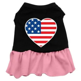American Flag Heart Screen Print Dress Black with Pink XS (8)