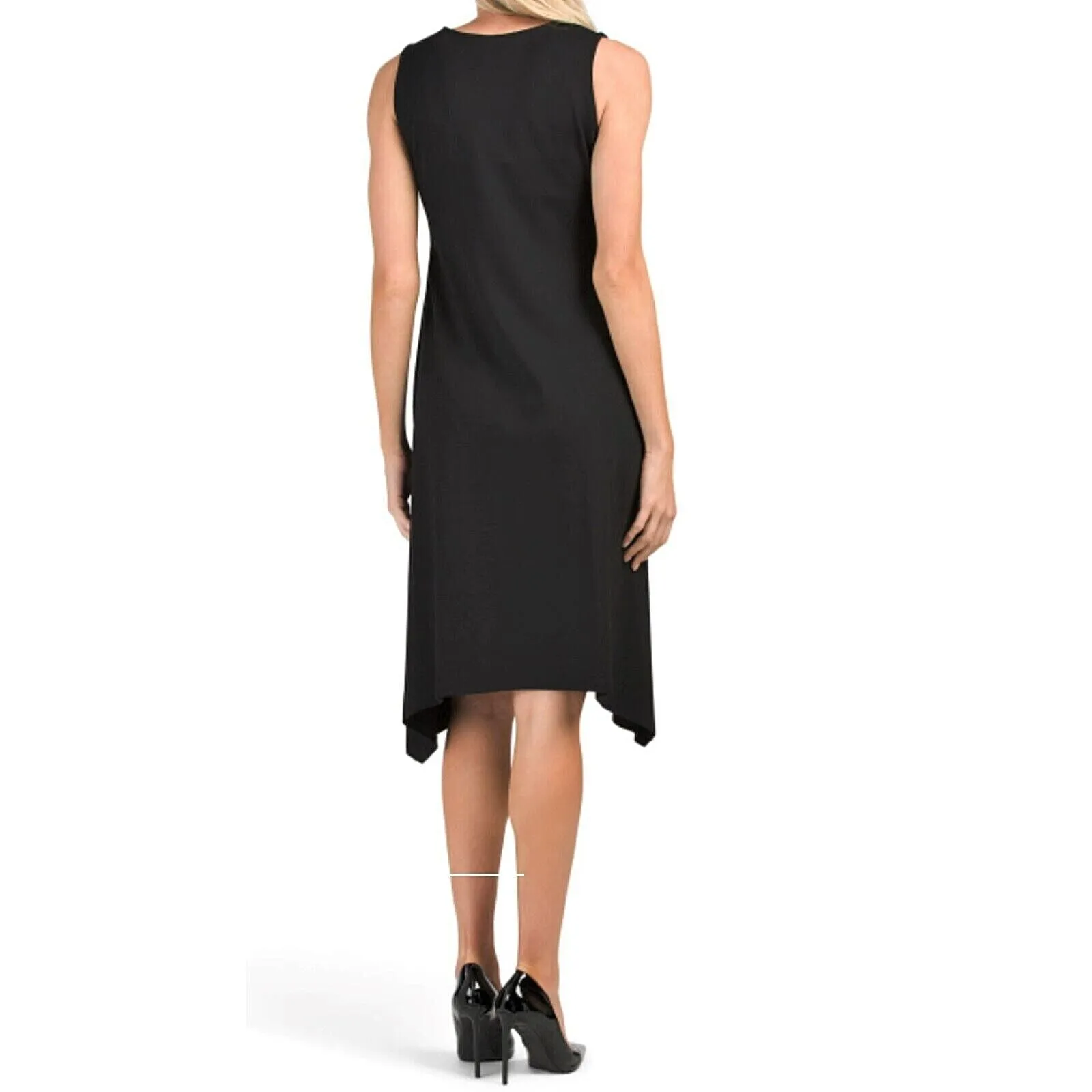 ANNE KLEIN Soft Stretch Solid Serenity Sharkbite Hem Tank Midi Dress