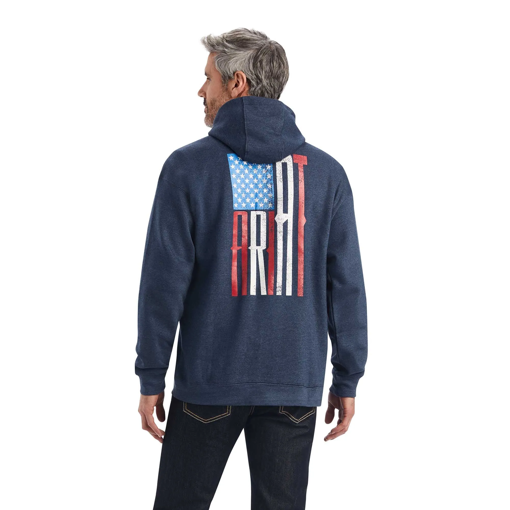 Ariat Men's US of A Sweatshirt Hoodie, Navy Heather