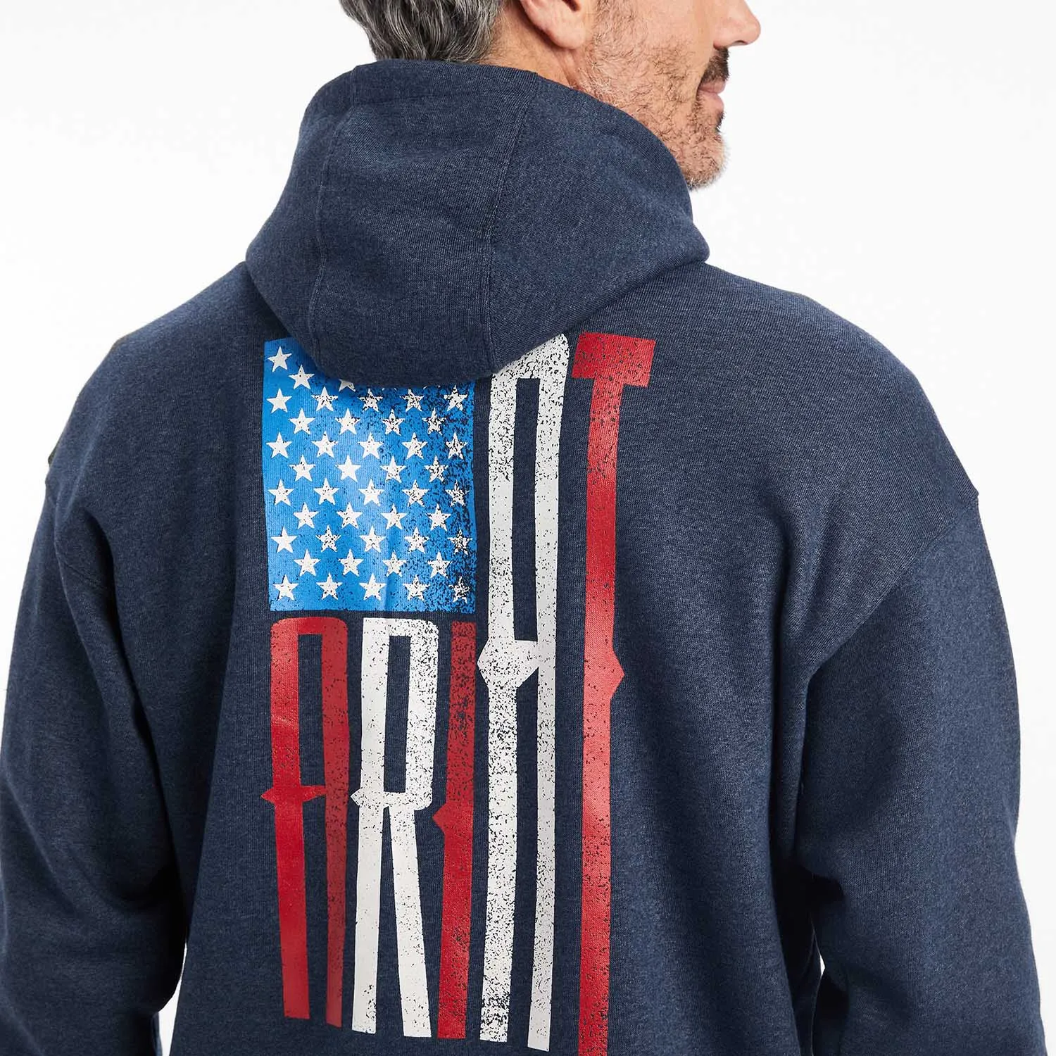 Ariat Men's US of A Sweatshirt Hoodie, Navy Heather