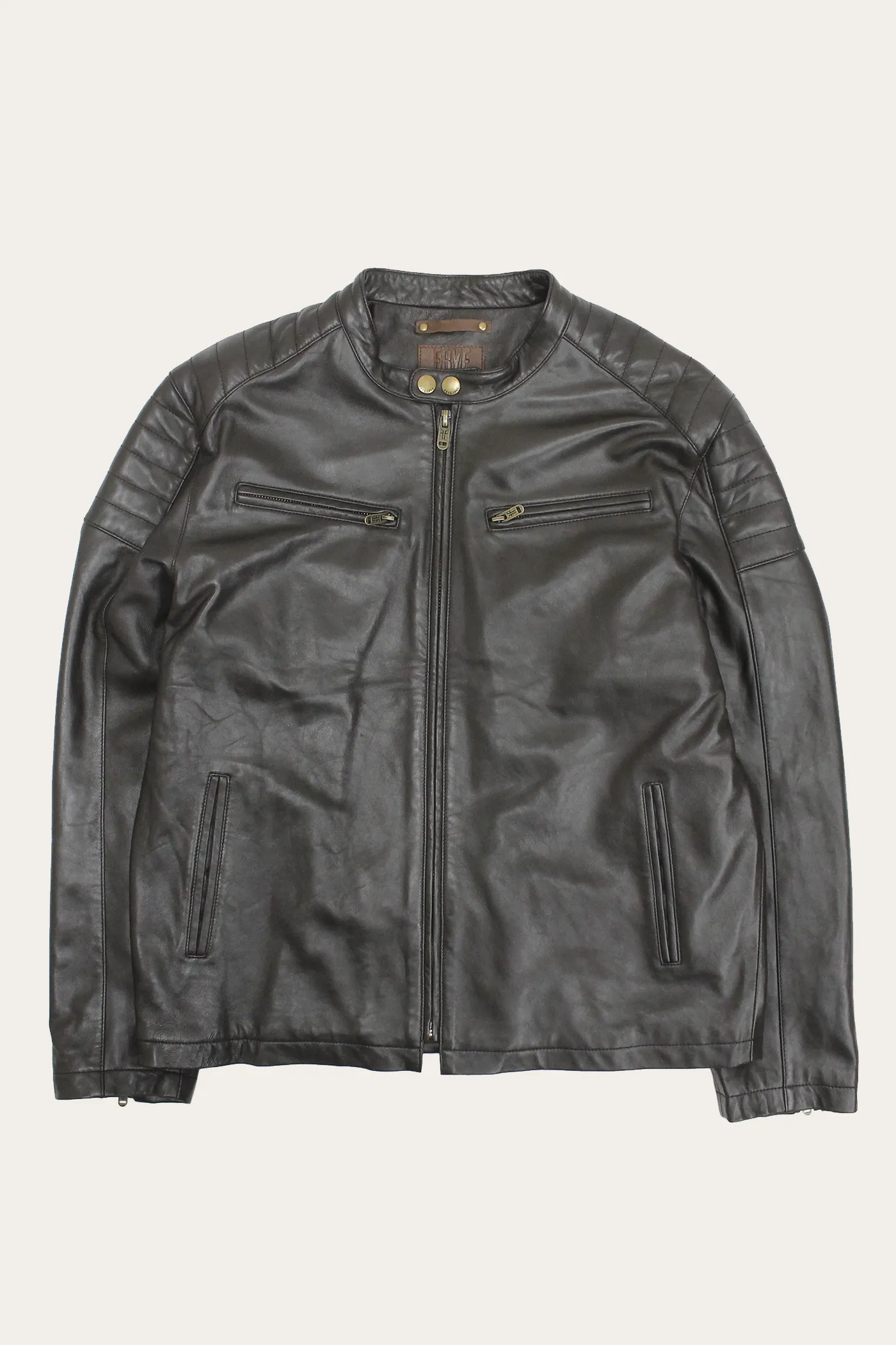 Authentic Nappa Lamb Cafe Racer Leather Jacket