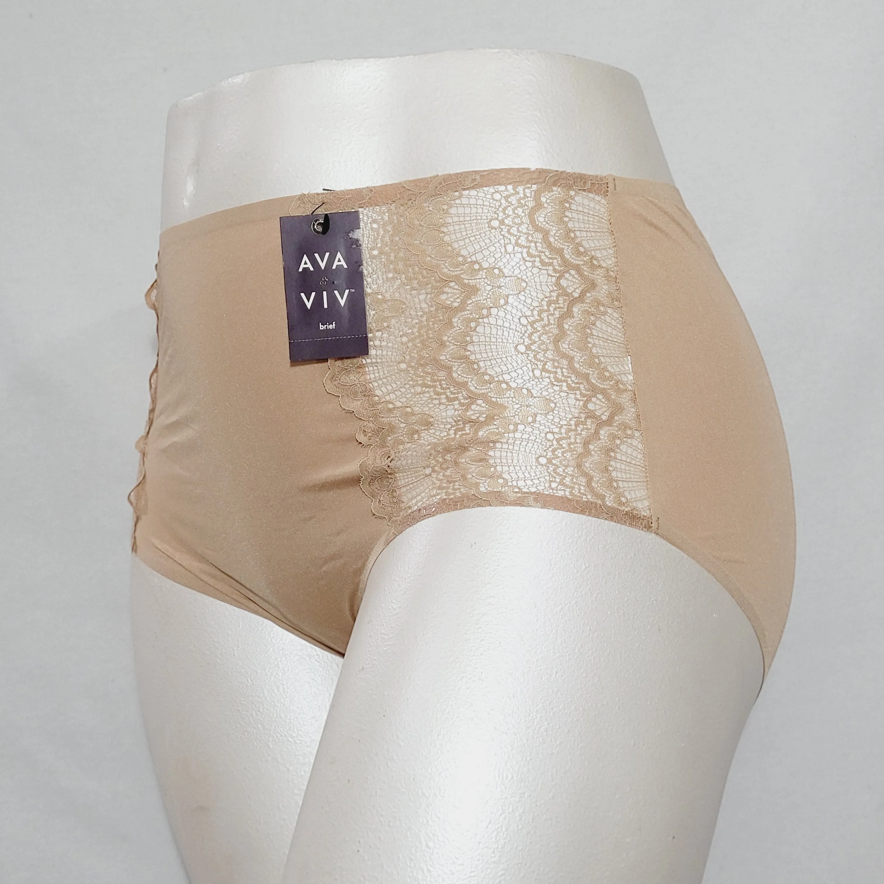 Ava & Viv High Waist Bonded Briefs with Lace 4X Honey Beige