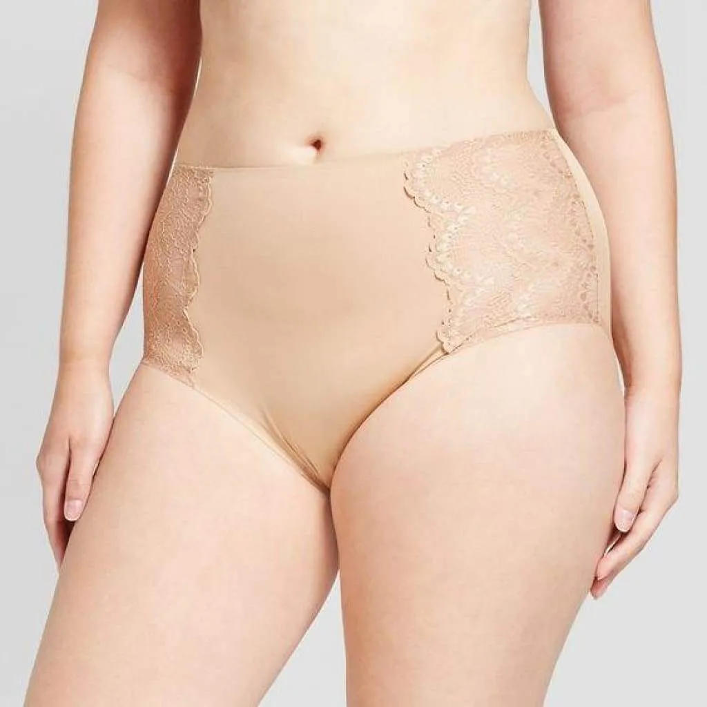 Ava & Viv High Waist Bonded Briefs with Lace 4X Honey Beige