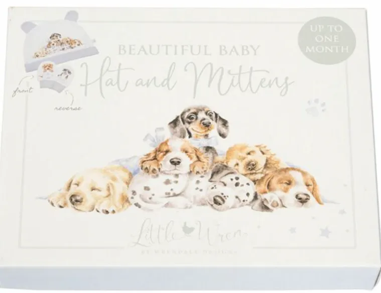 Baby Hat & Mitten Gift Set - Puppies - LTW-HM002