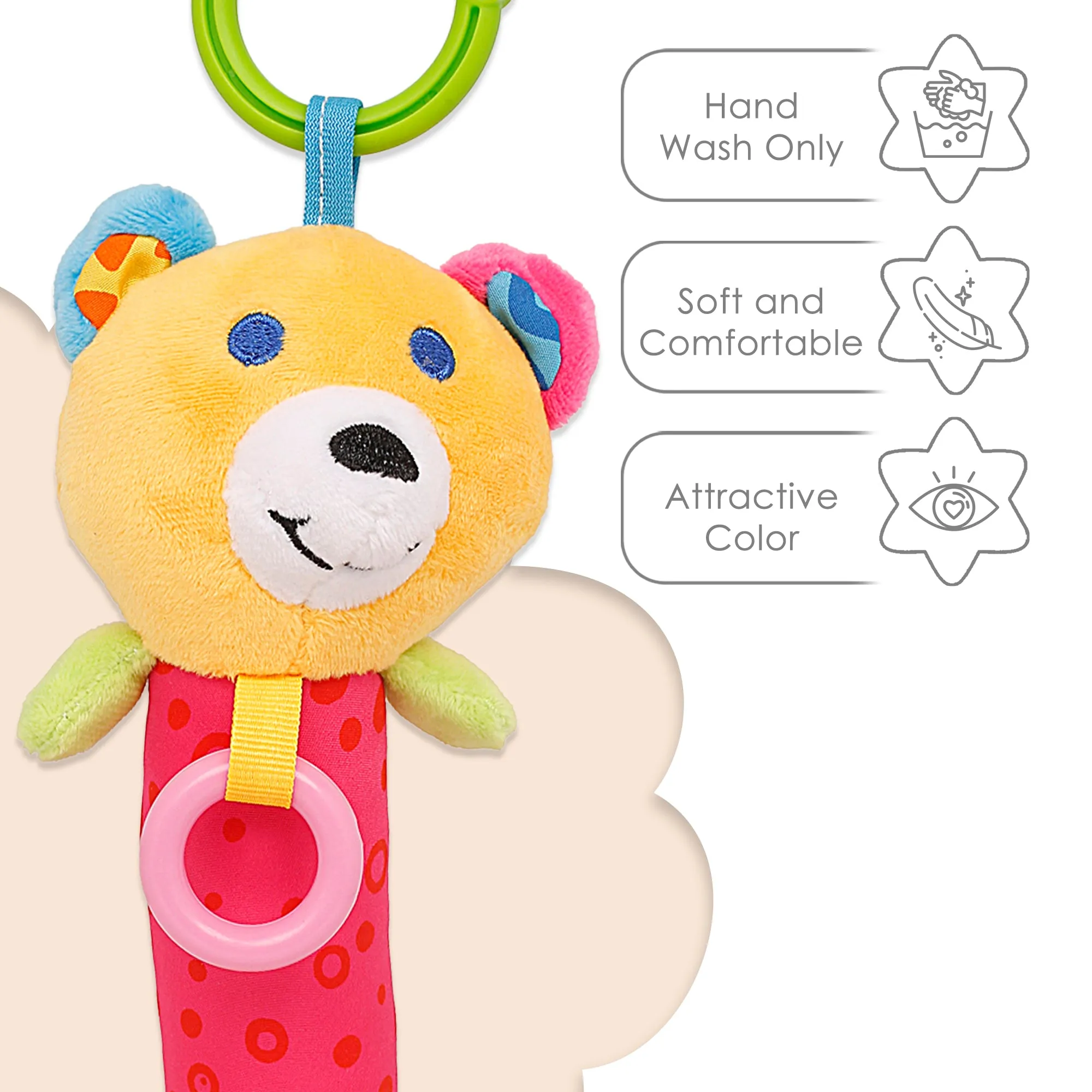 Baby Moo Happy Animal Orange And Pink Rattle