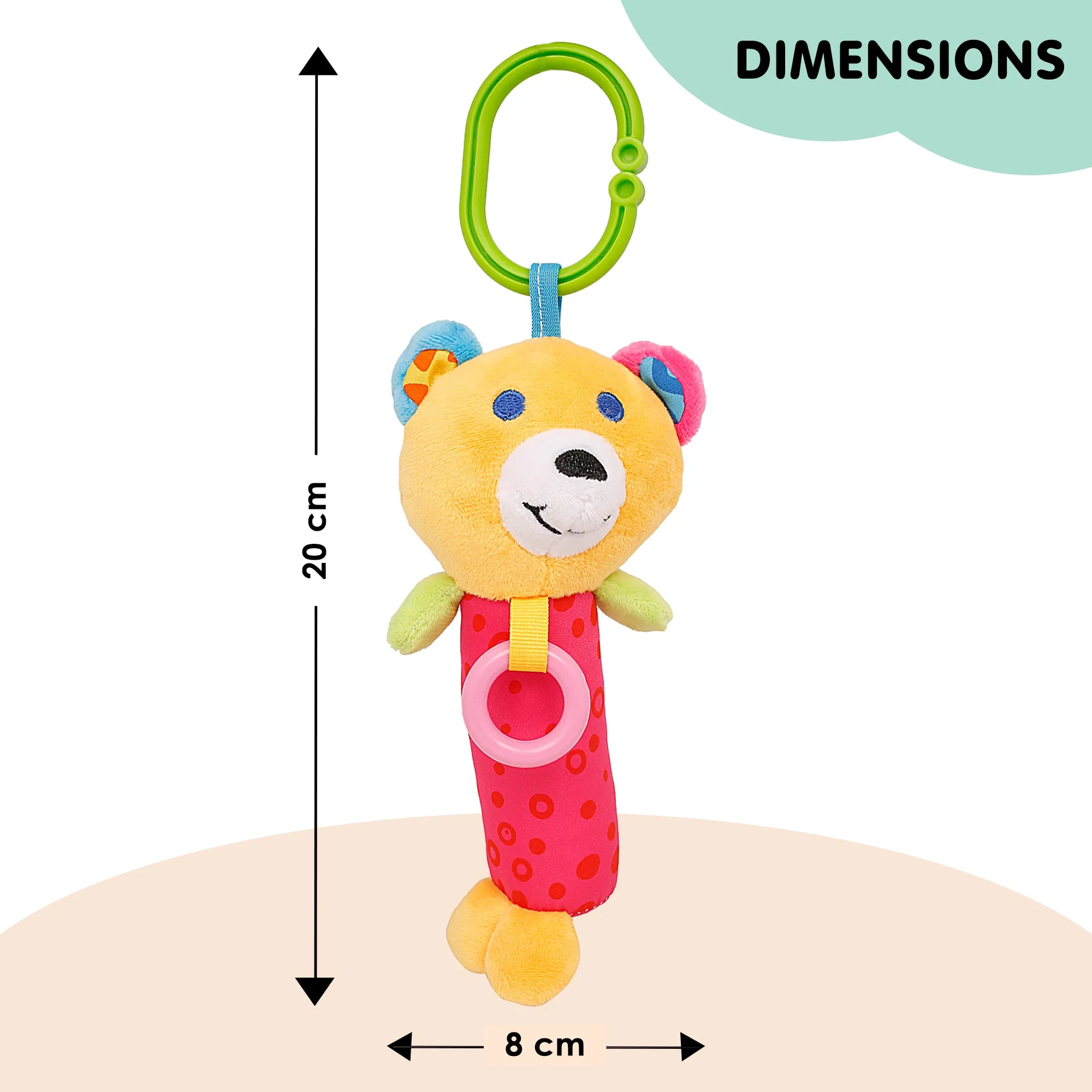 Baby Moo Happy Animal Orange And Pink Rattle