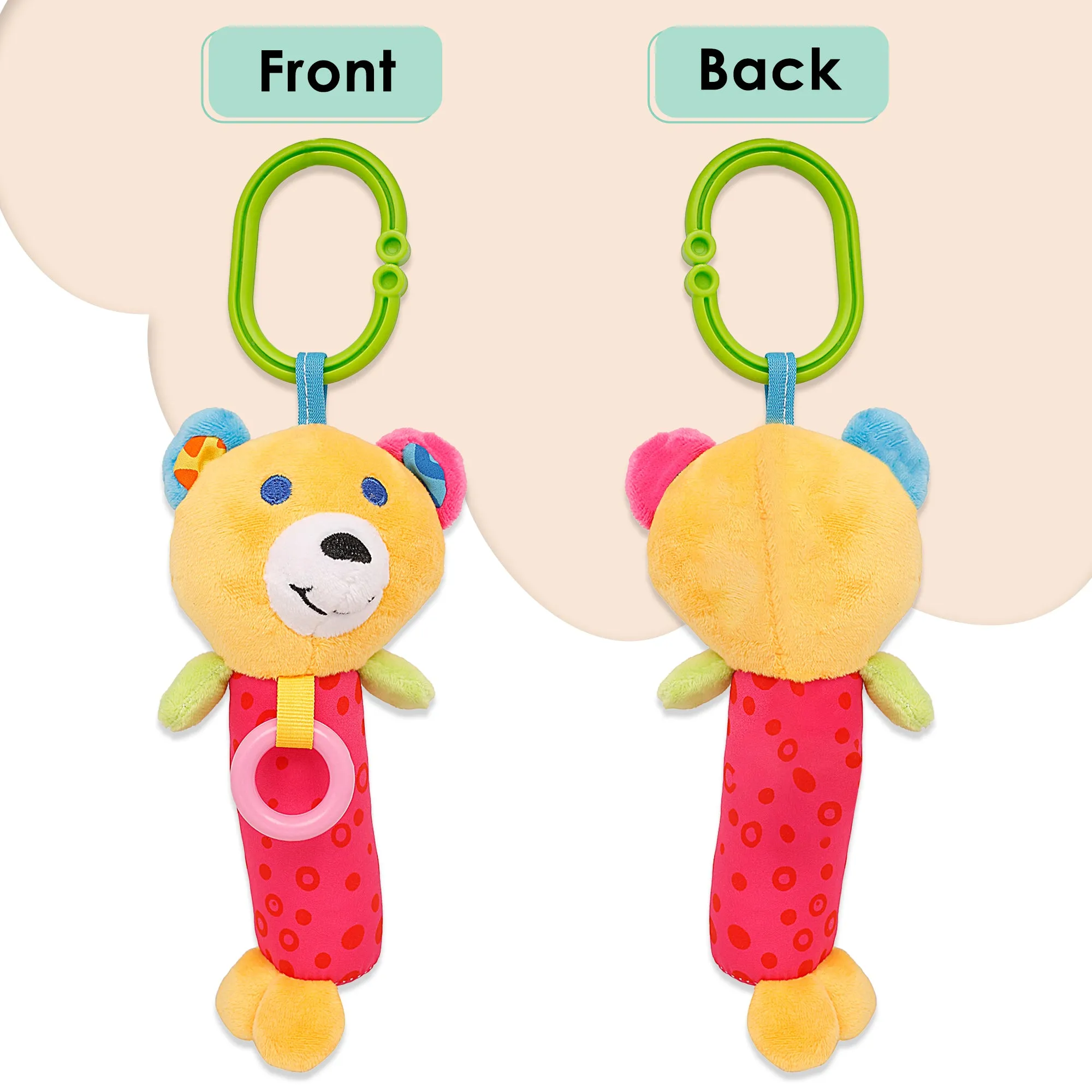 Baby Moo Happy Animal Orange And Pink Rattle