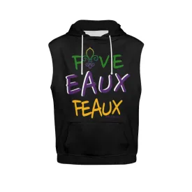 BLACK/MARDI GRAS SLEEVELESS HOODIES