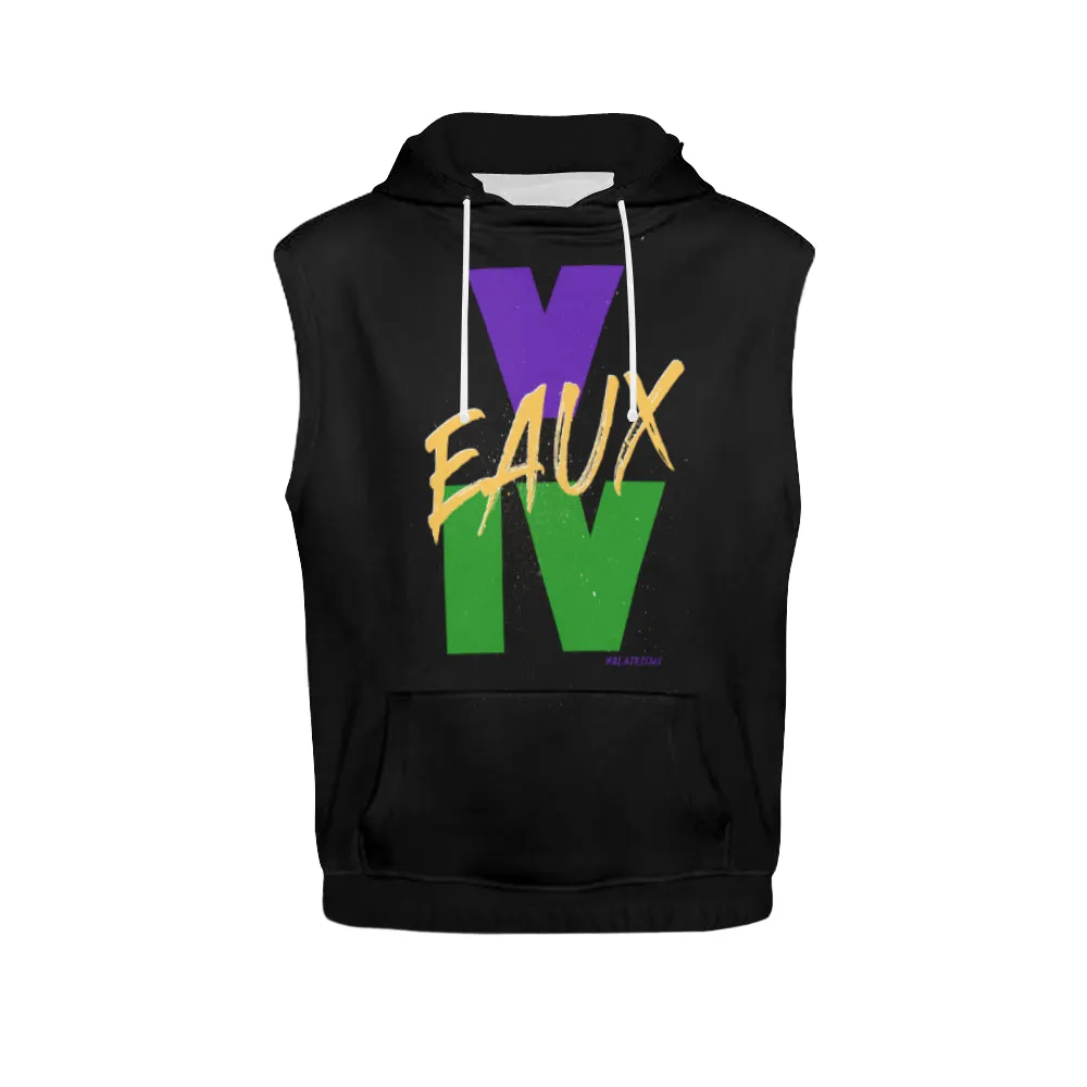 BLACK/MARDI GRAS SLEEVELESS HOODIES