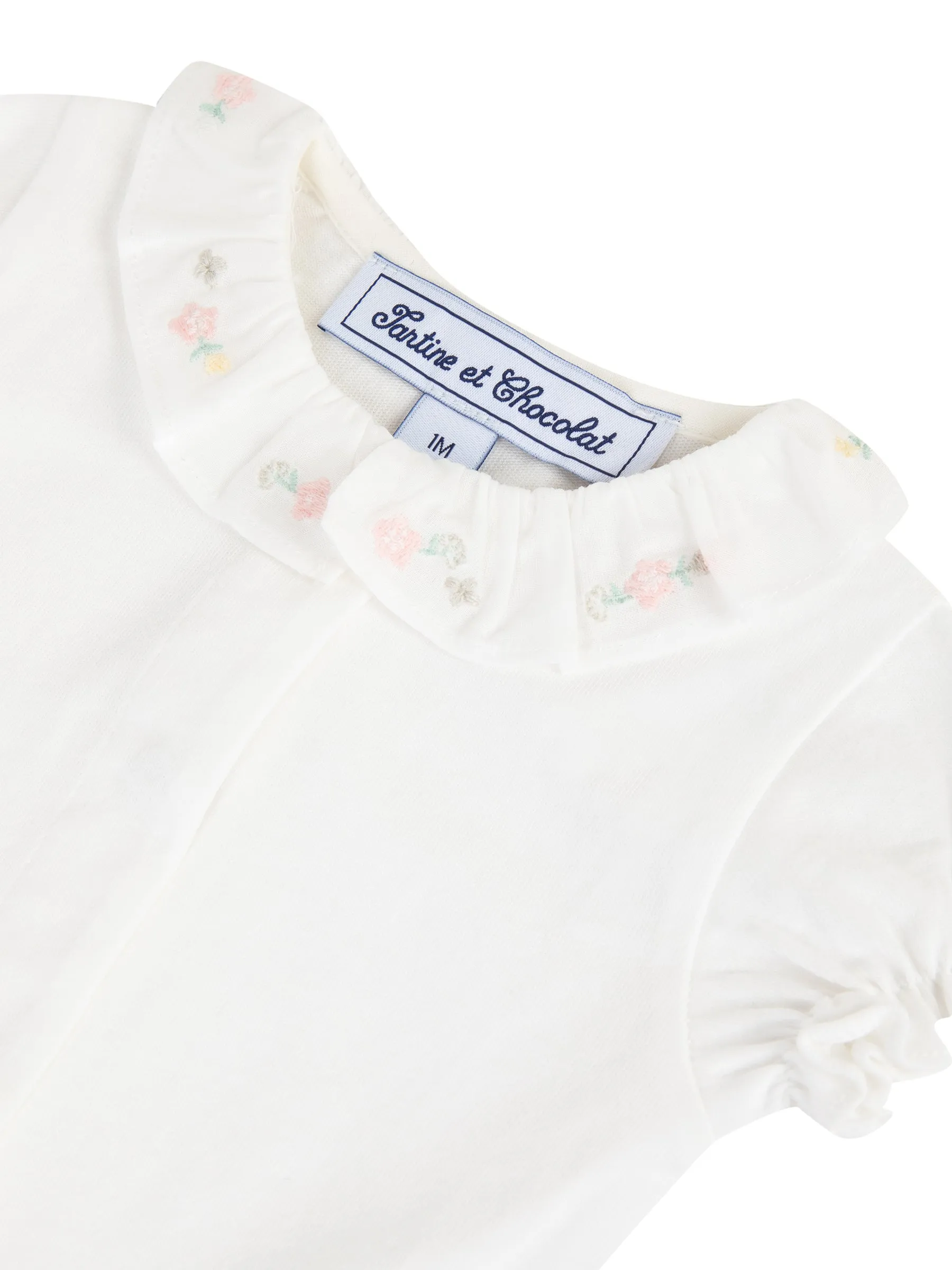 Bodysuit - White jersey with embroidery