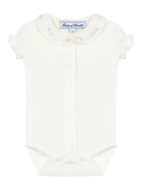 Bodysuit - White jersey with embroidery