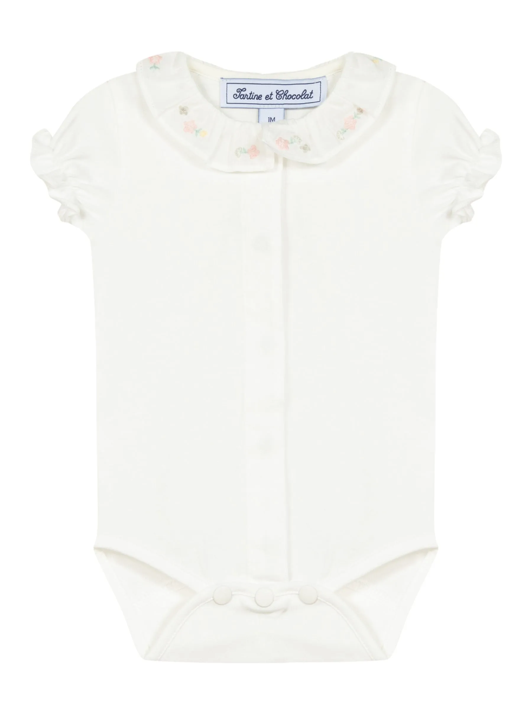 Bodysuit - White jersey with embroidery