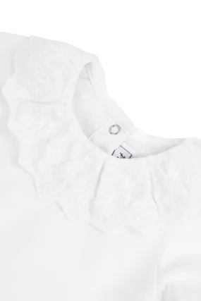 Bodysuit - White Ruffled Frill Collar