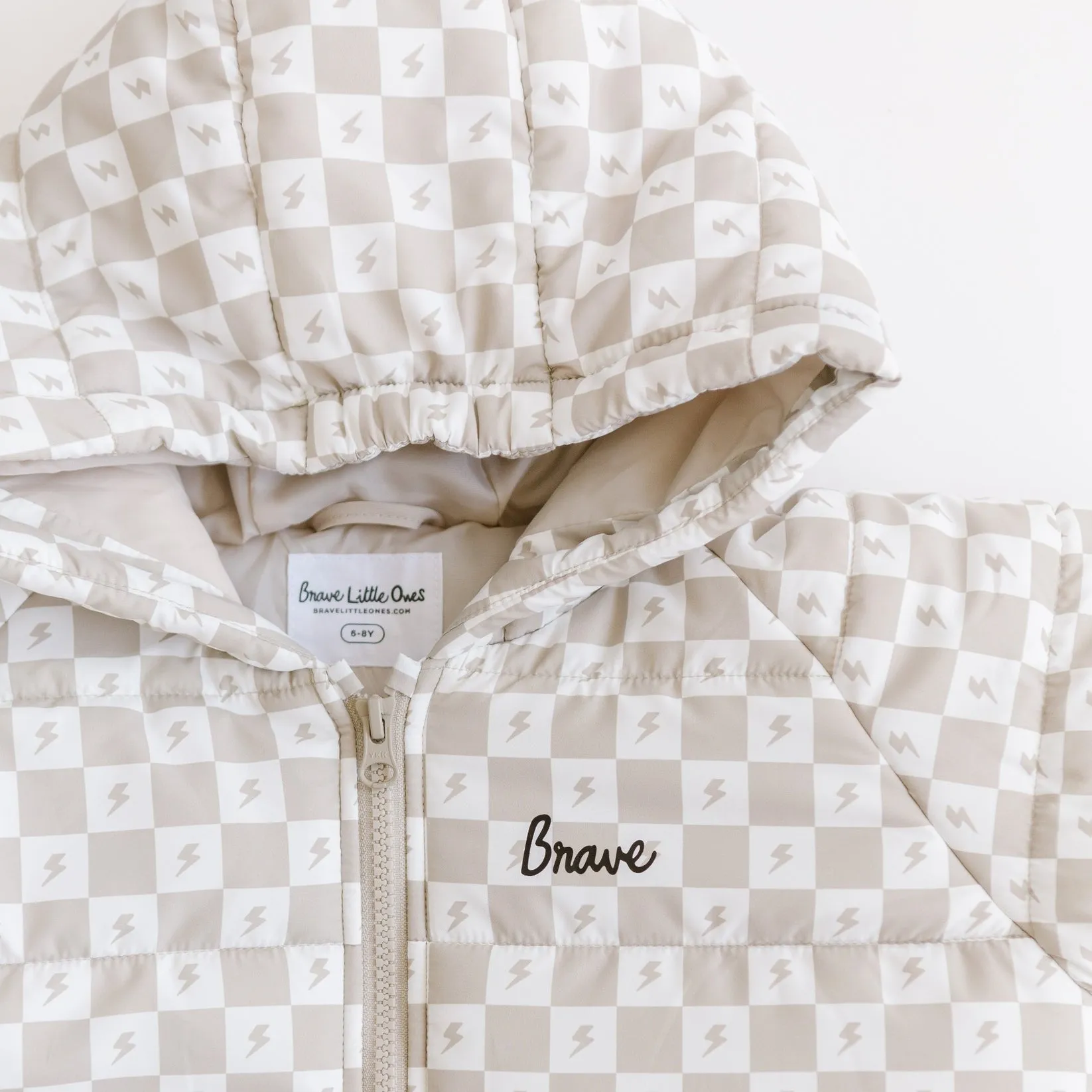Brave Little Ones- Checkered Lightning Bolt Puffer Jacket