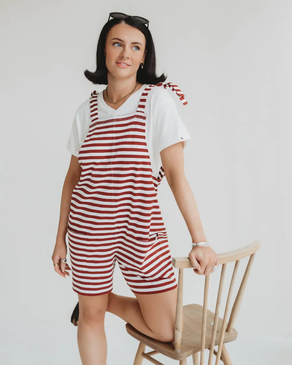 Brick Stripe Shortie Dungarees