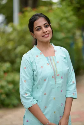 Budget Buys #16 -  Cotton blend butterfly handwoven kurta set in sea green