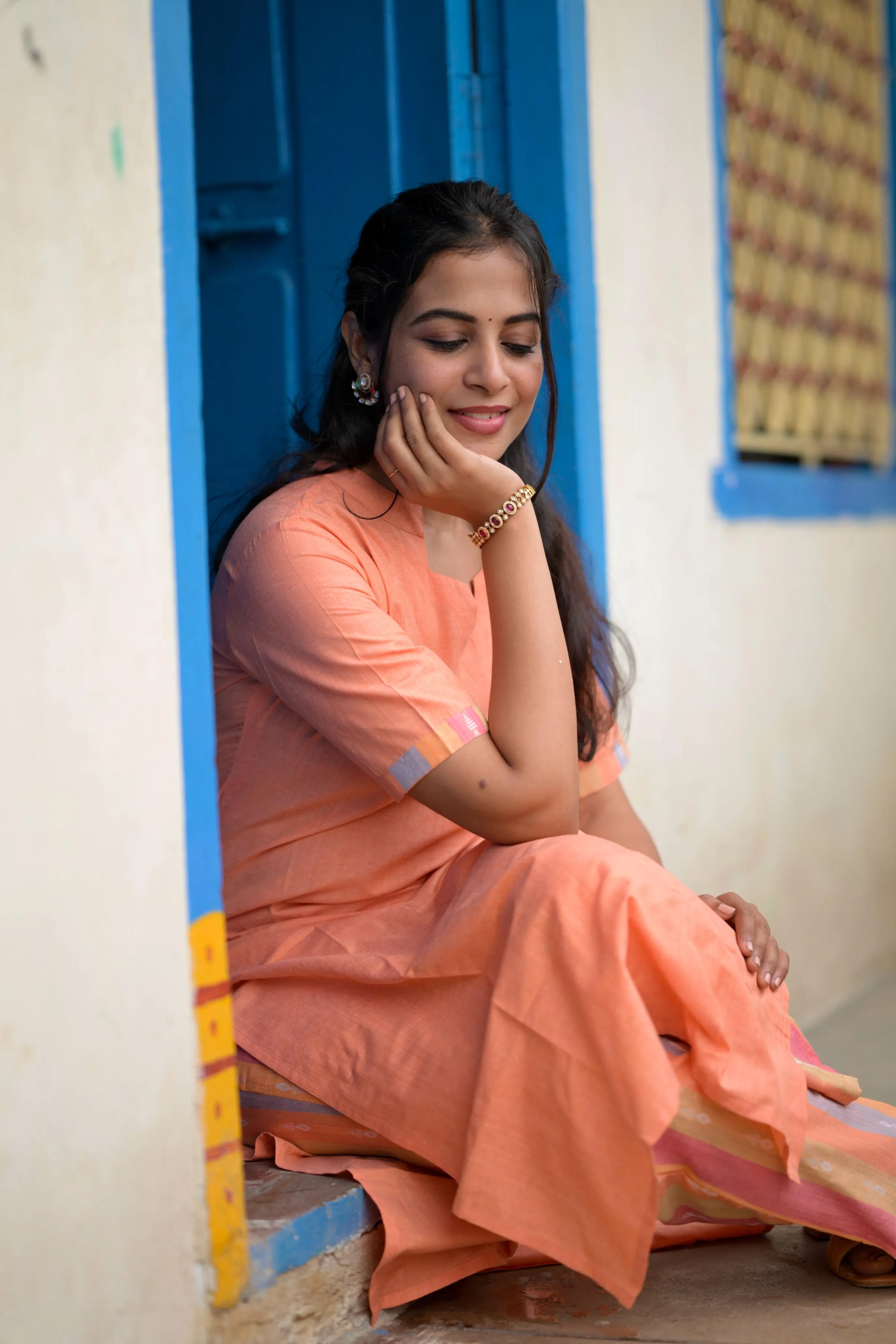 Budget Buys #17 -  Cotton blend handwoven kurta set orange