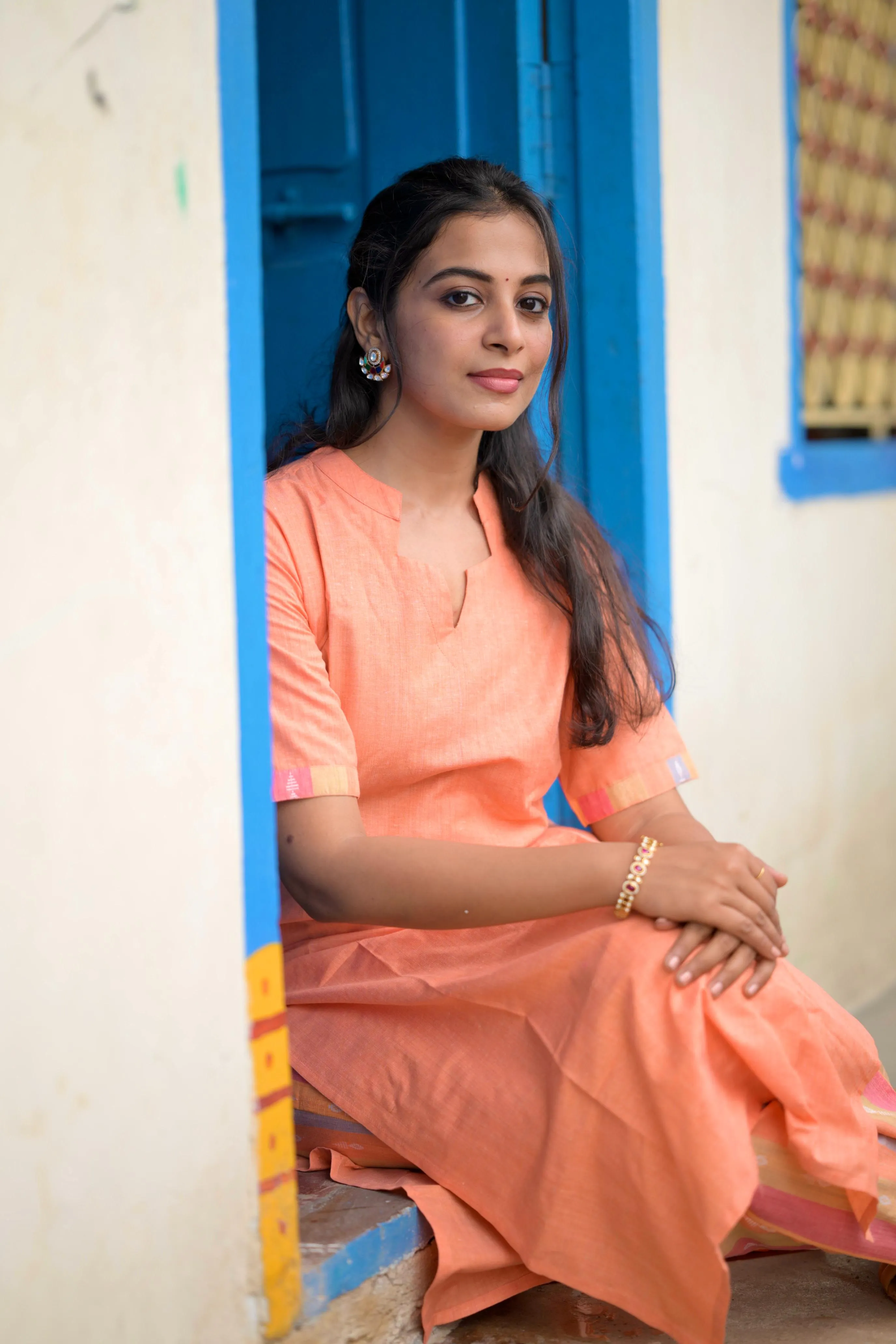 Budget Buys #17 -  Cotton blend handwoven kurta set orange