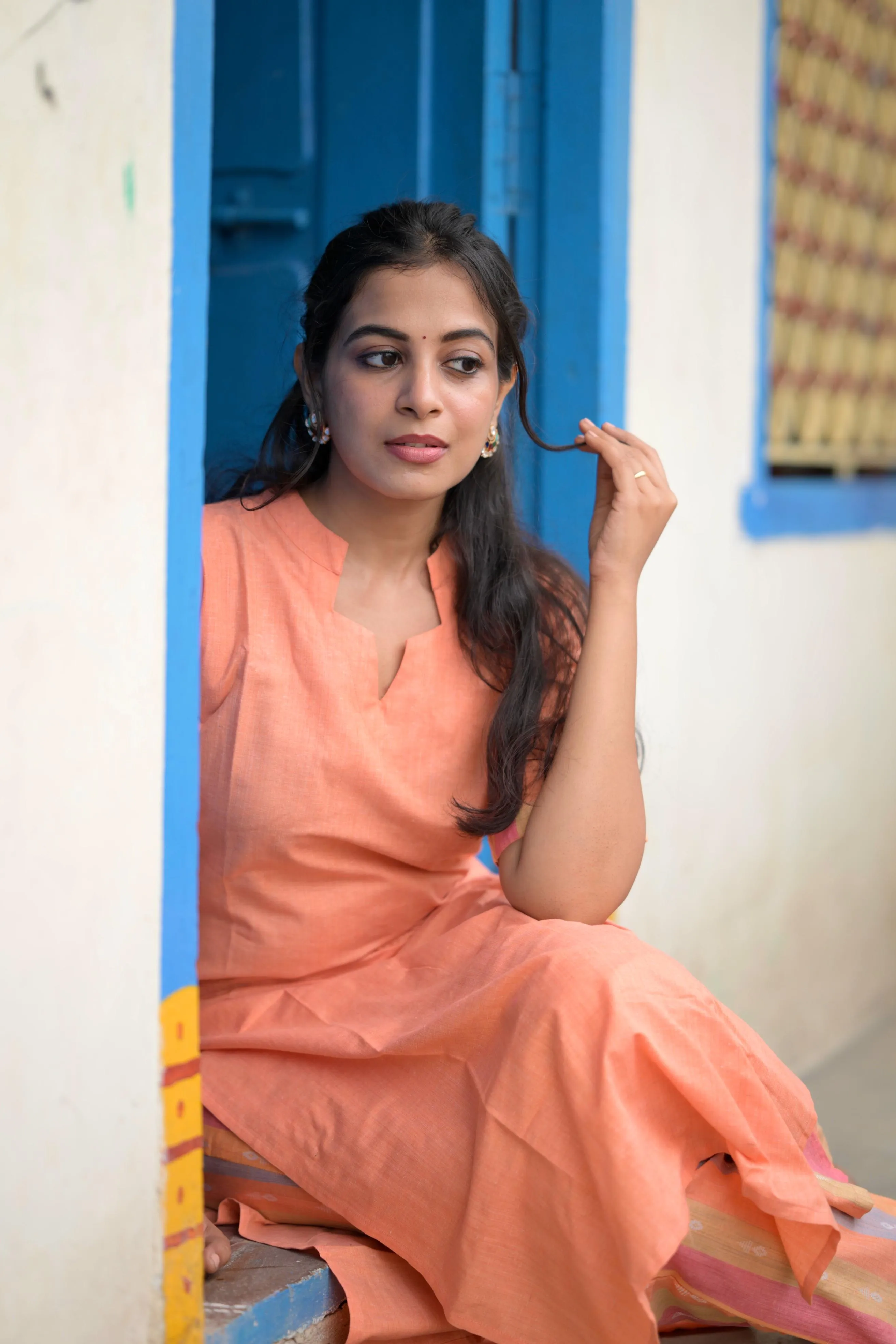 Budget Buys #17 -  Cotton blend handwoven kurta set orange