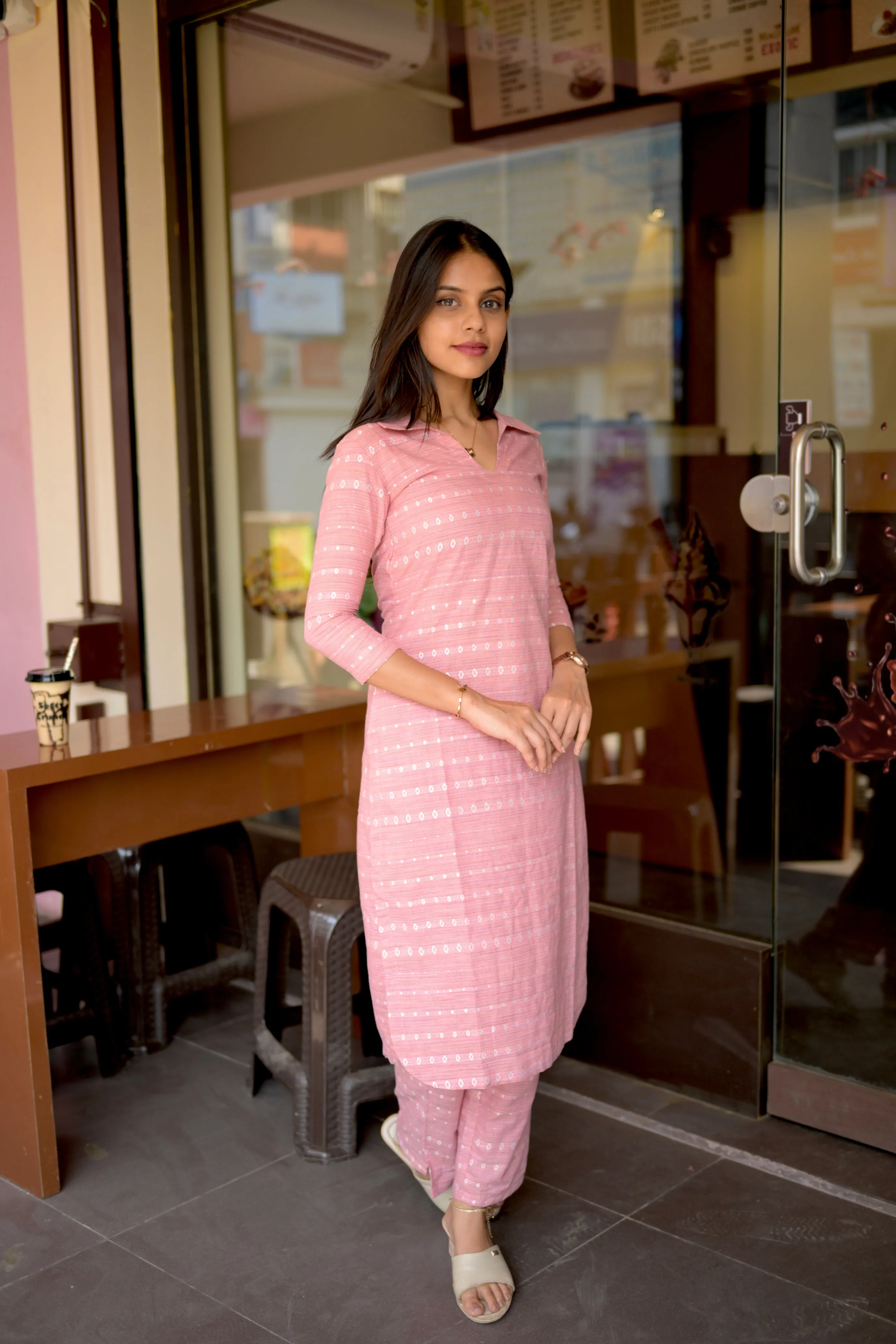 Budget Buys #20 - cotton by silk blend kurta set in peach