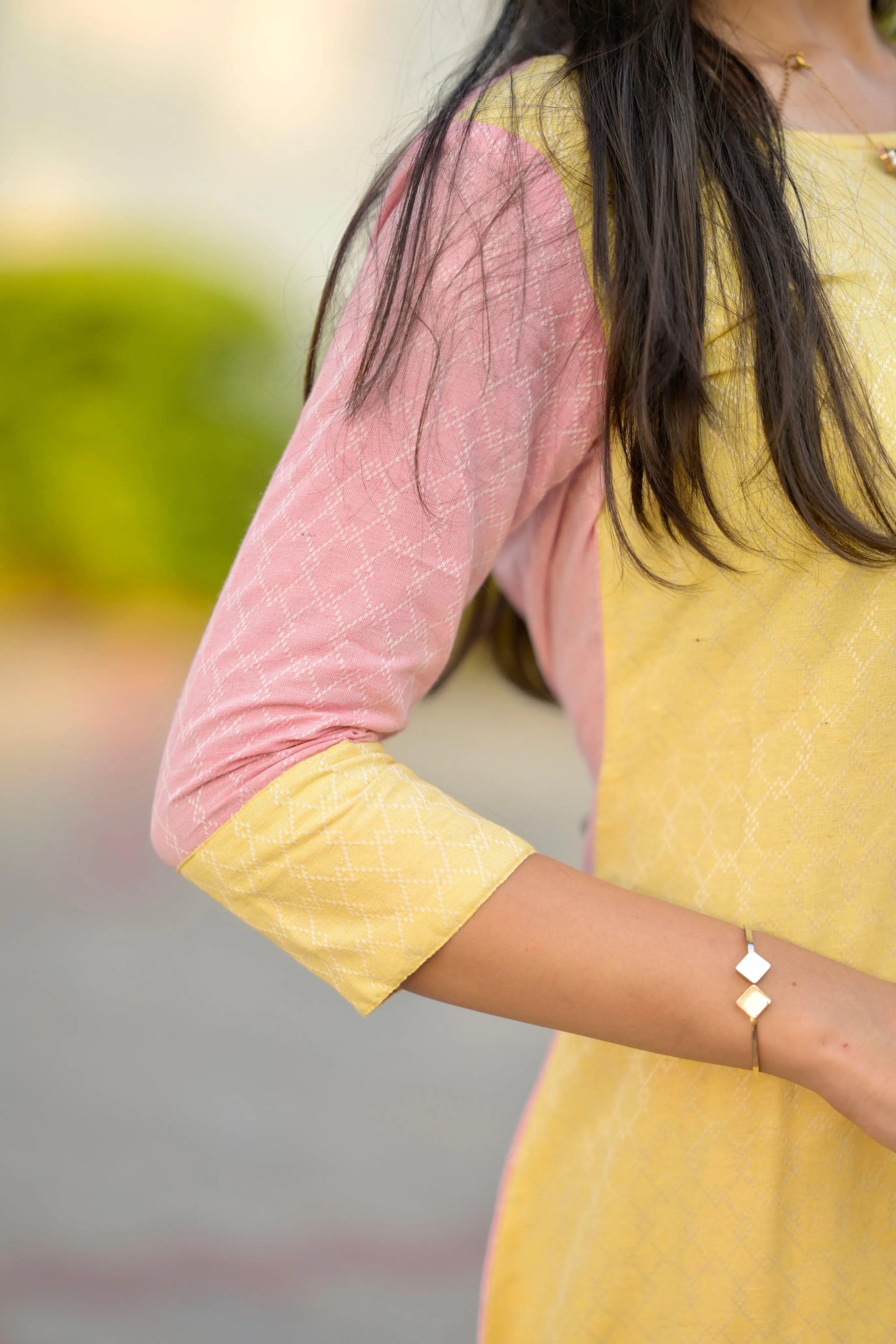 Budget Buys #23 - cotton blend A line kurta set in yellow & pink