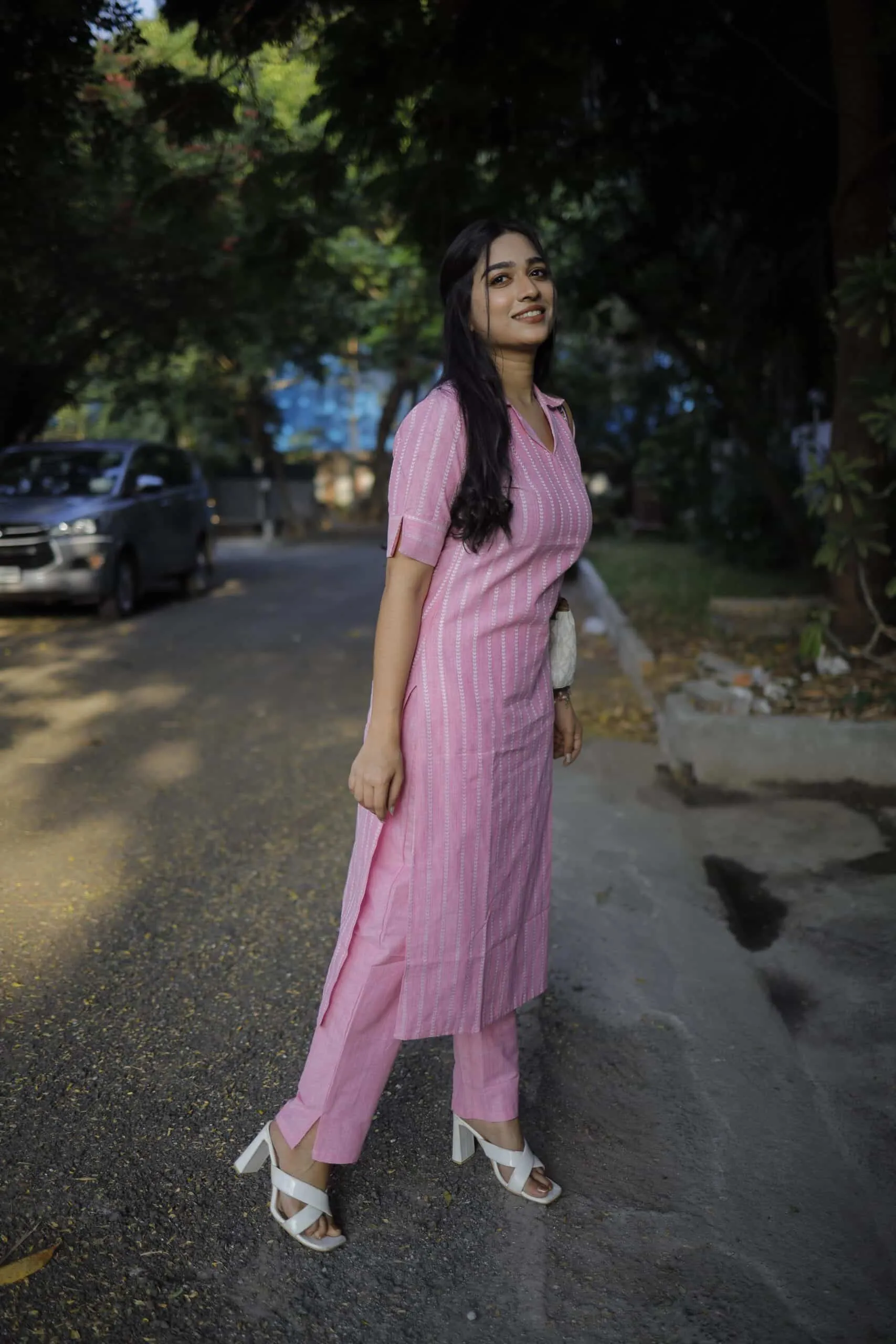 Budget Buys #7 - Cotton blend handwoven kurta set in powder pink
