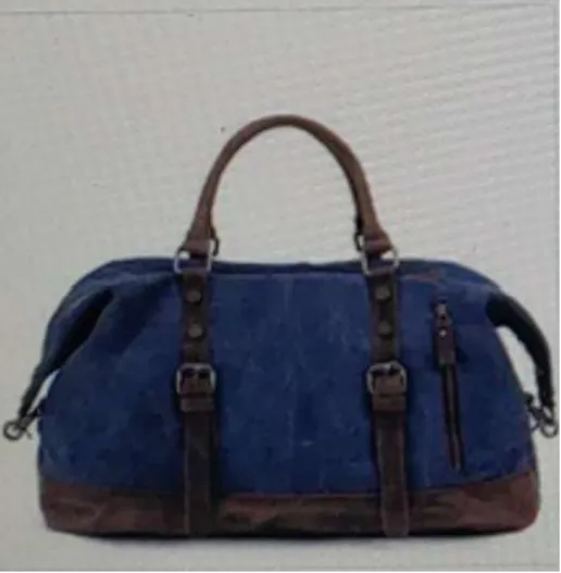 Canvas & Leather Messenger Shoulder Bag - Blue