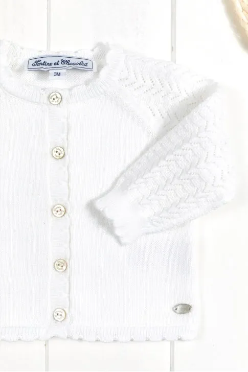 Cardigan - White cotton knit