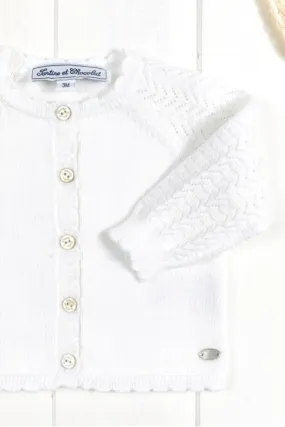Cardigan - White cotton knit