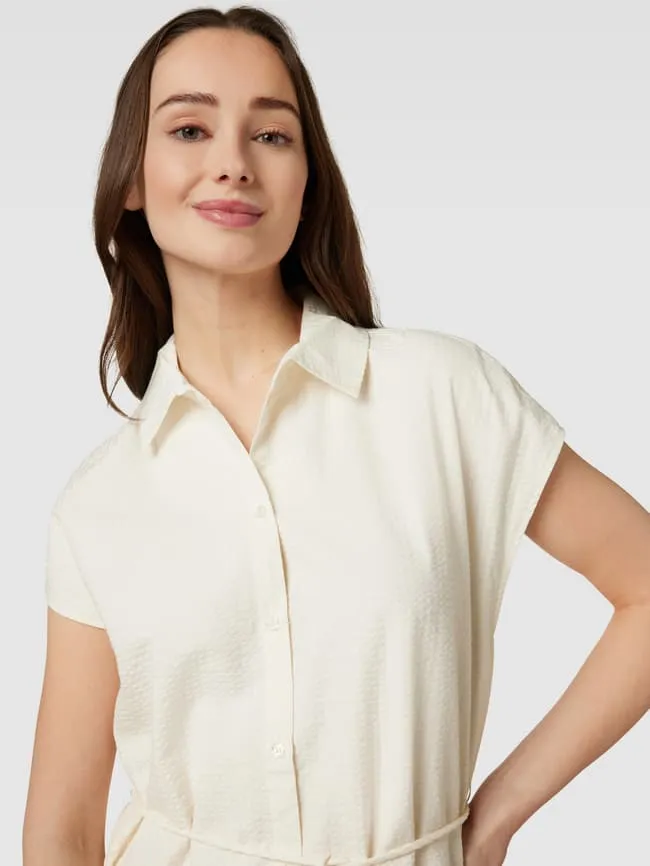Christian Berg viscose-filled shirtdress with belted waist, ecru