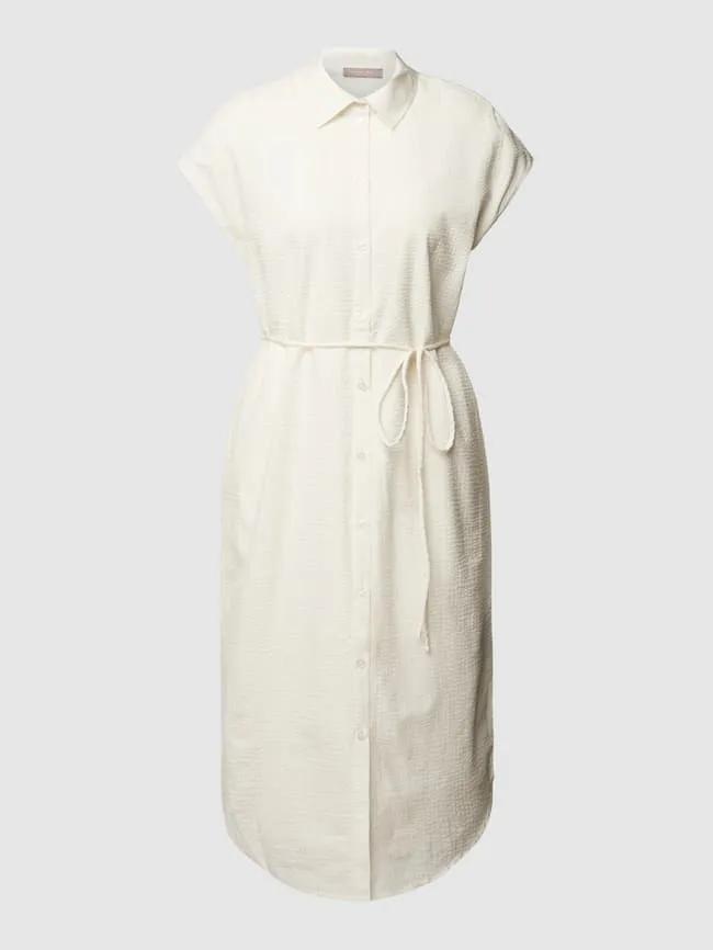 Christian Berg viscose-filled shirtdress with belted waist, ecru