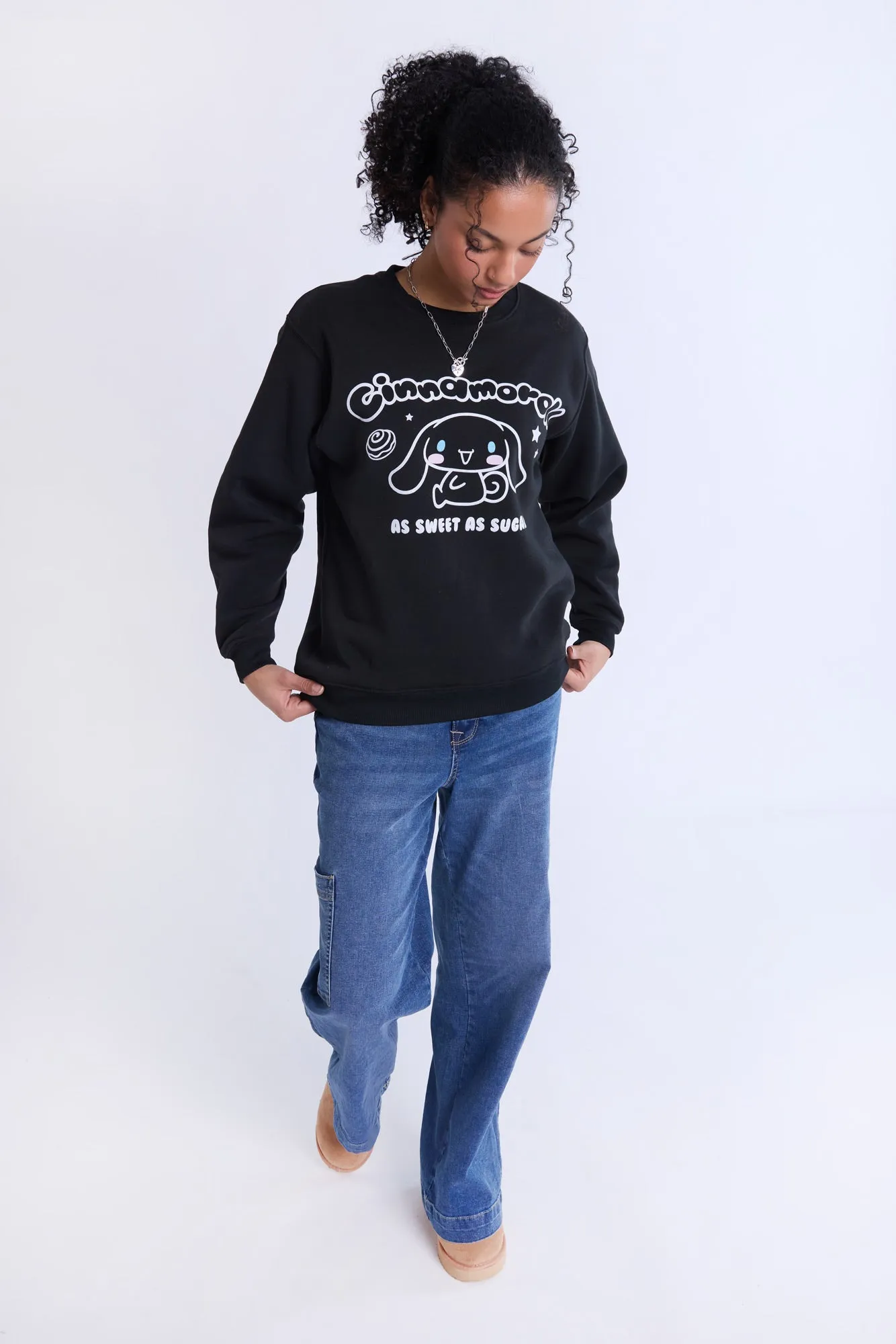 Cinnamoroll Sugar Graphic Crew Neck Sweatshirt
