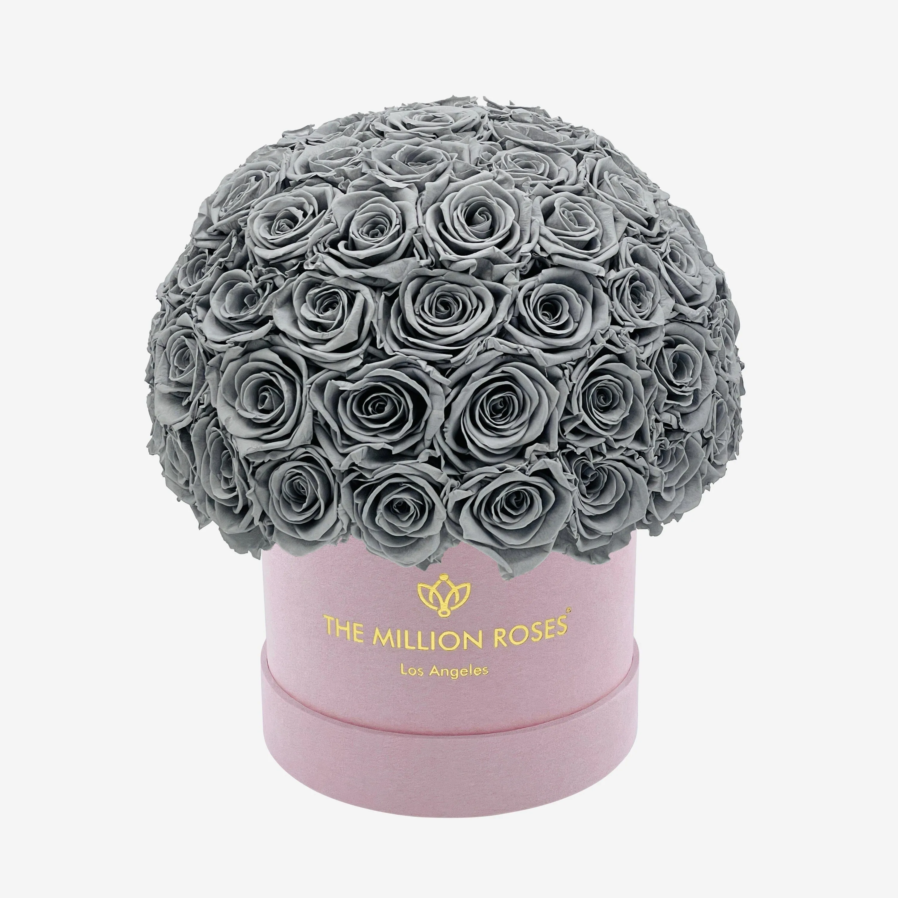 Classic Light Pink Suede Superdome Box | Pastel Grey Roses