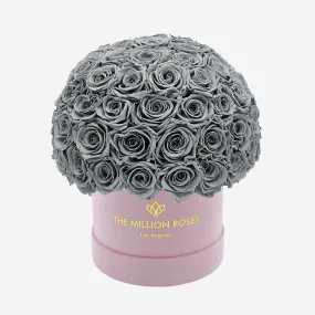 Classic Light Pink Suede Superdome Box | Pastel Grey Roses