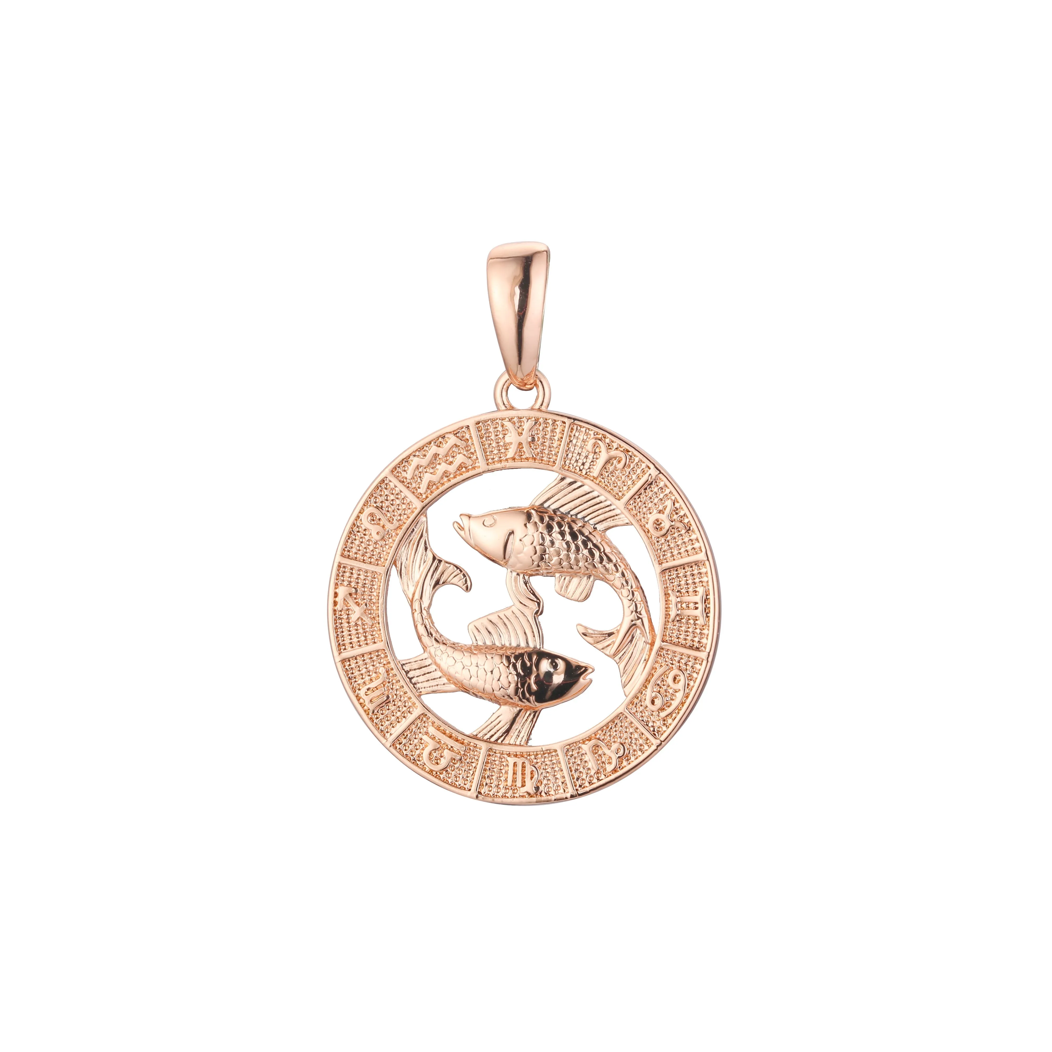 .Constellation Fallon Zodiac constellation Rose Gold two tone pendant - Luxurious Zodiac circle