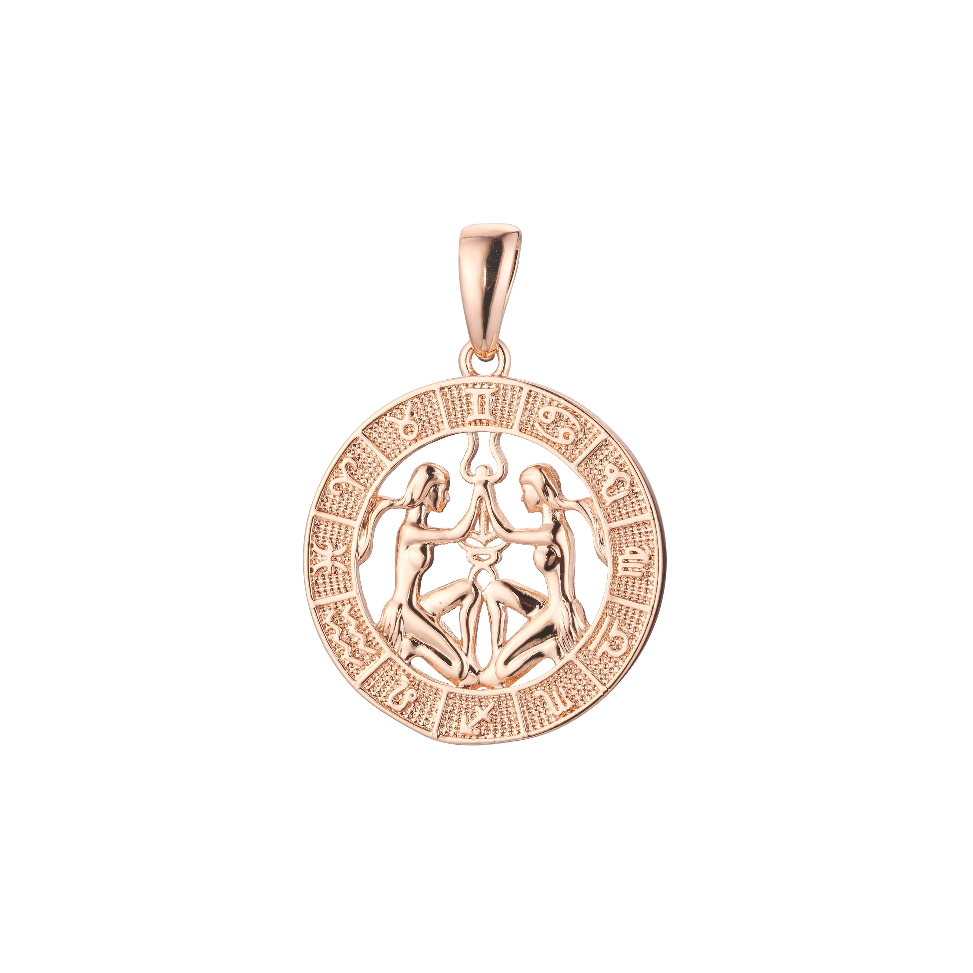 .Constellation Fallon Zodiac constellation Rose Gold two tone pendant - Luxurious Zodiac circle