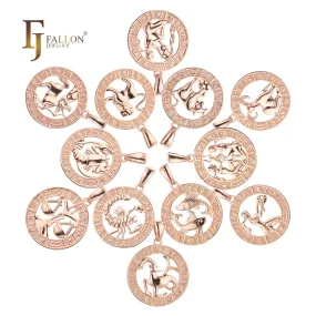 .Constellation Fallon Zodiac constellation Rose Gold two tone pendant - Luxurious Zodiac circle