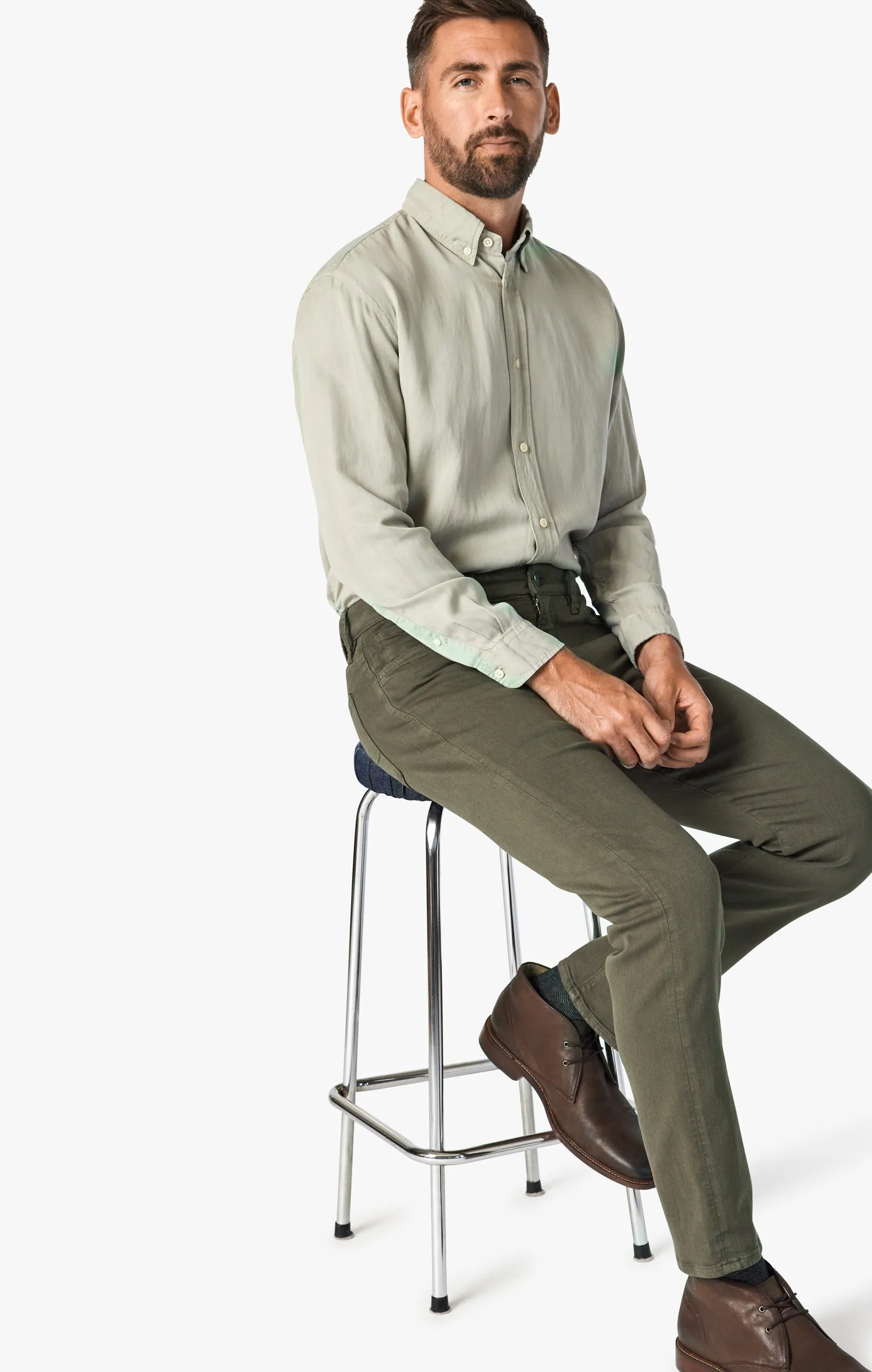 Stylish Comfortable Green Tapered Leg Pants