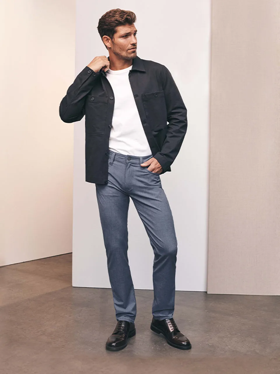 Cool Tapered Leg Pants In Navy Melange
