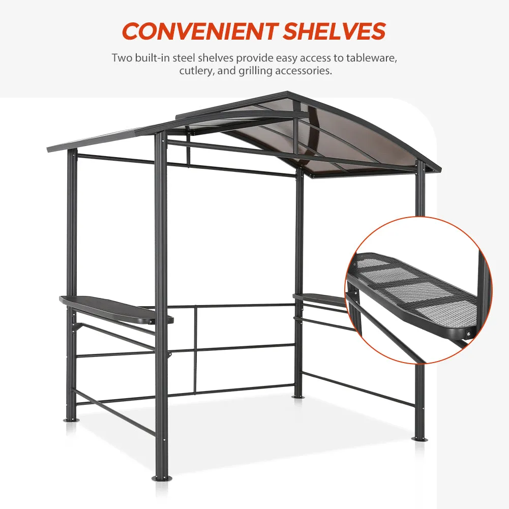 COOS BAY 8'x5' BBQ Grill Gazebo with Shelves Serving Tables