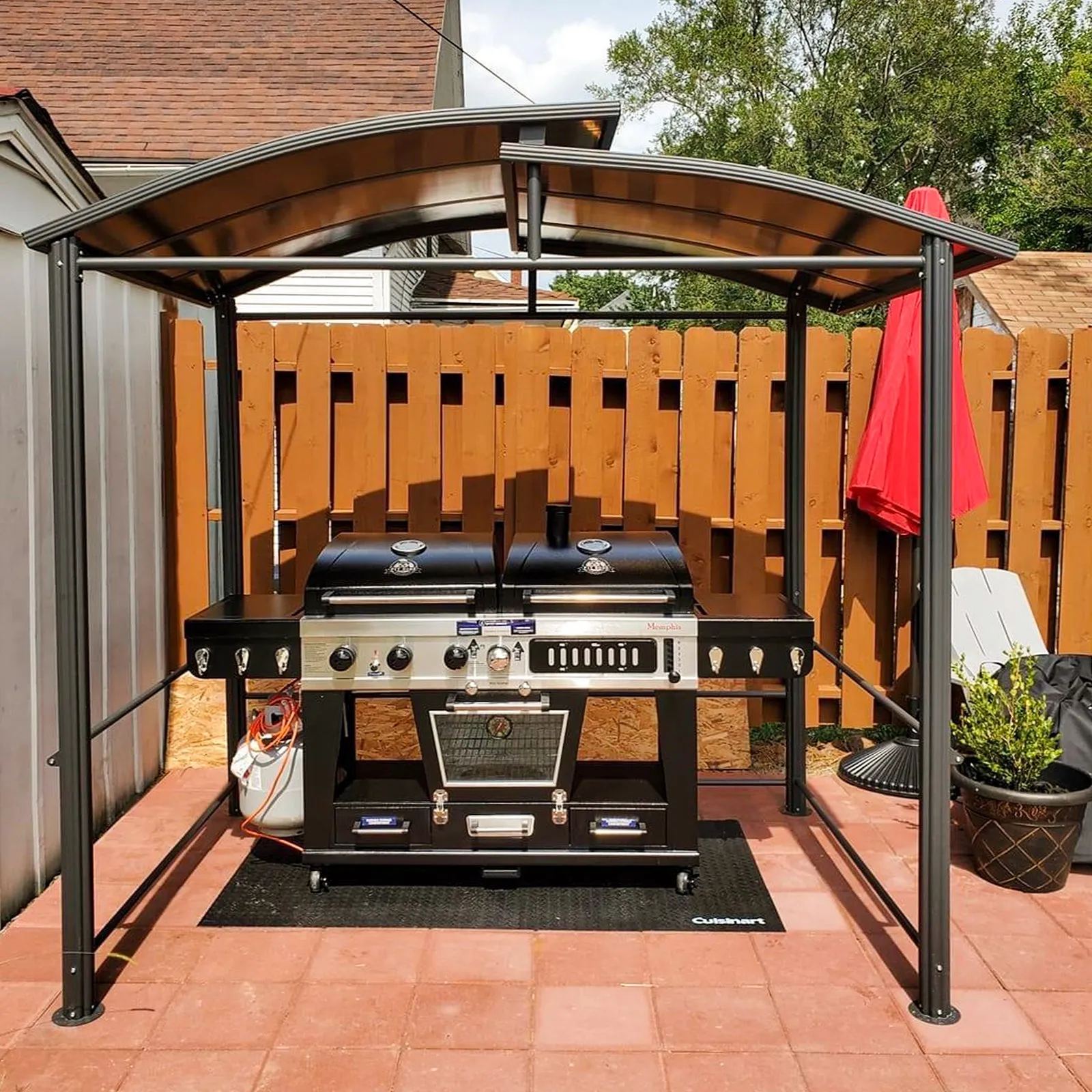 COOS BAY 8'x5' BBQ Grill Gazebo with Shelves Serving Tables