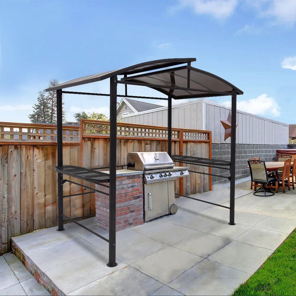 COOS BAY 8'x5' BBQ Grill Gazebo with Shelves Serving Tables