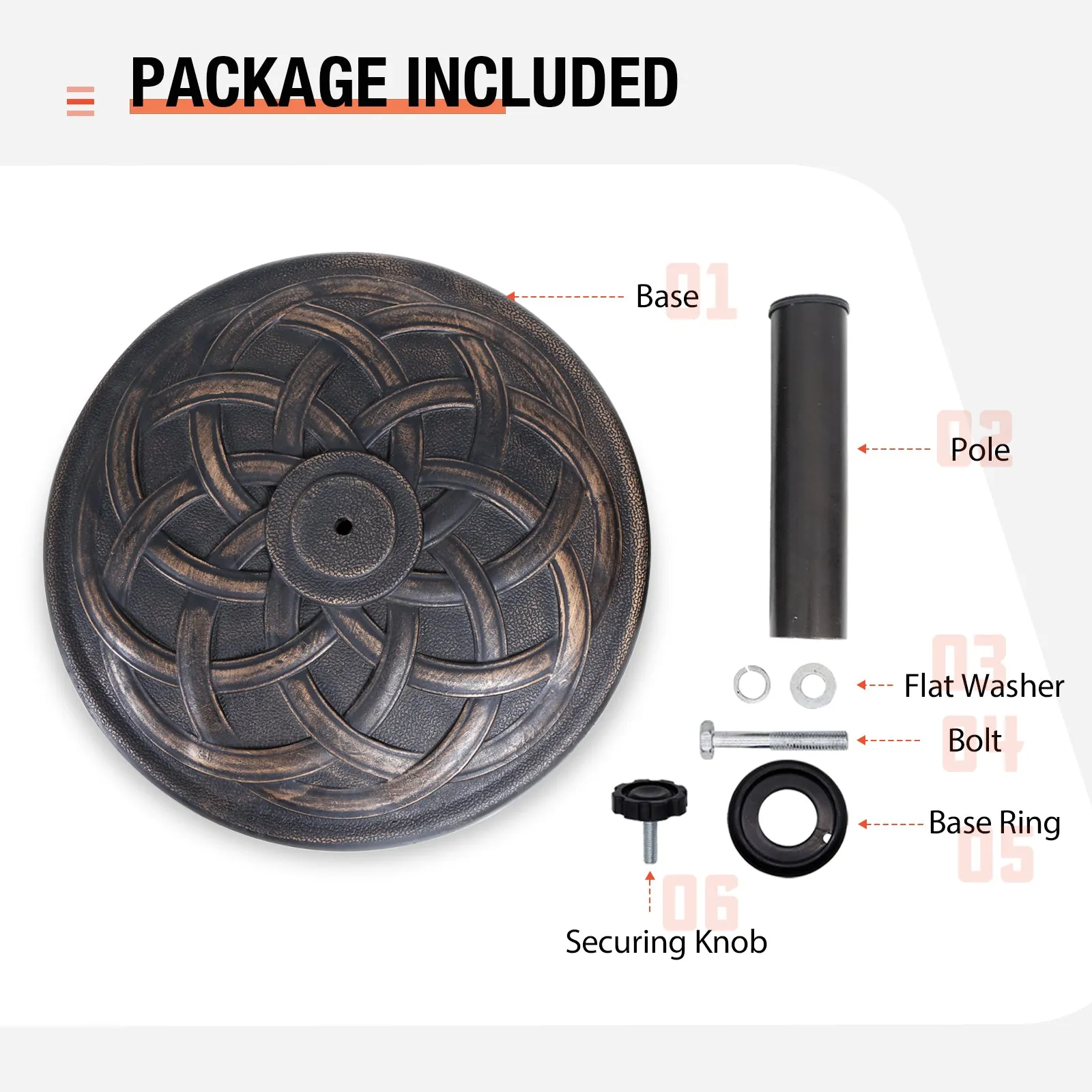 COOS BAY Round 21.5 inch 42 lbs Outdoor Heavy Duty Classic Resin Umbrella Base Stand for Patio, Garden, Pool, Yard, Rust Resistant – Bronze