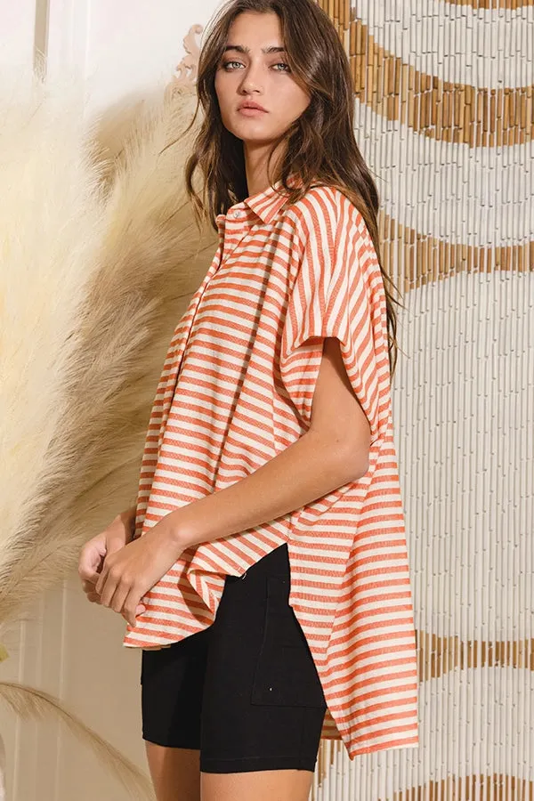 Dolman Coral Striped Blouse